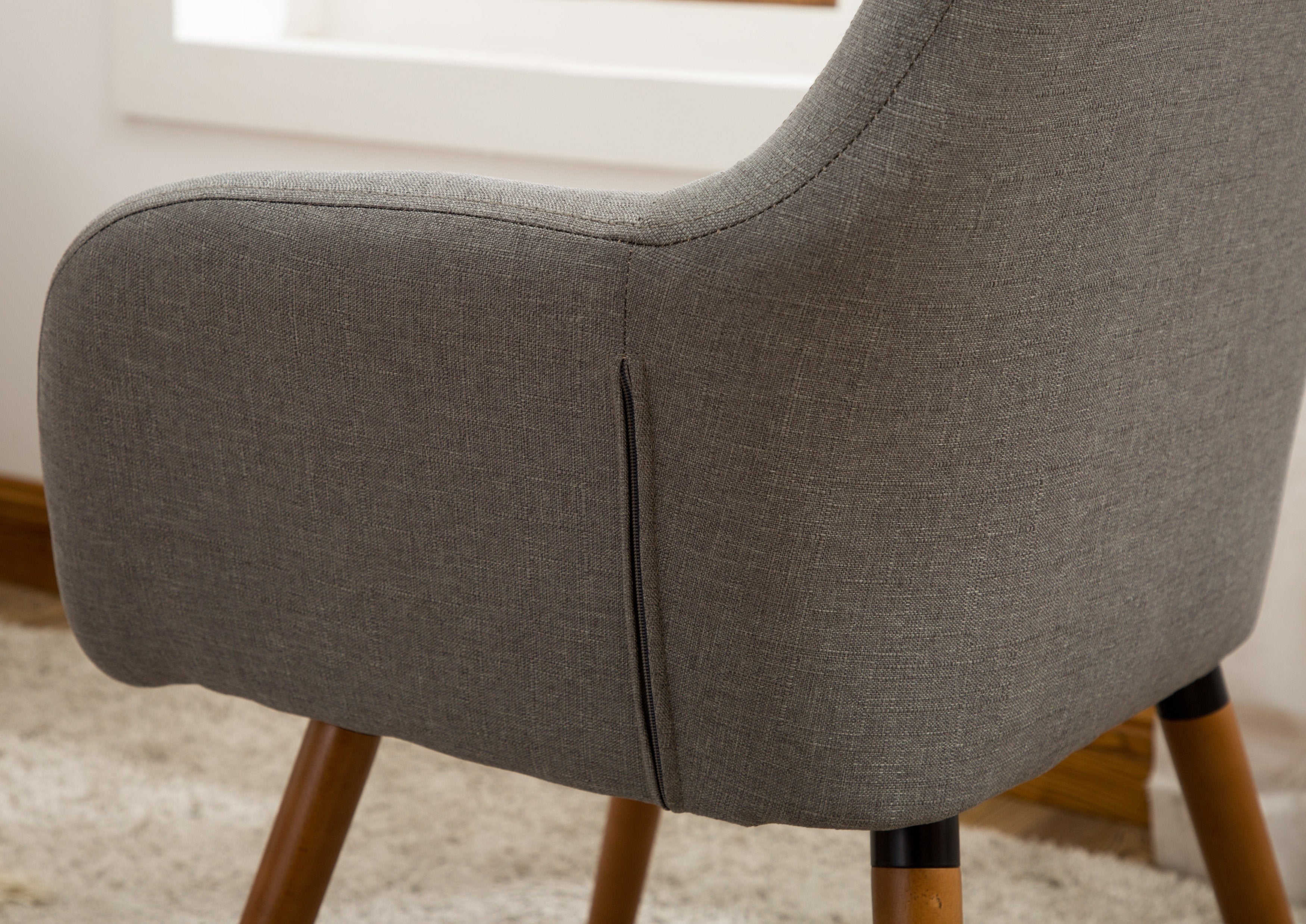 Roundhill Furniture Tuchico Modern Fabric Accent Chair in Gray - Stylish Living Room Seating for Home Office & Lounge Decor