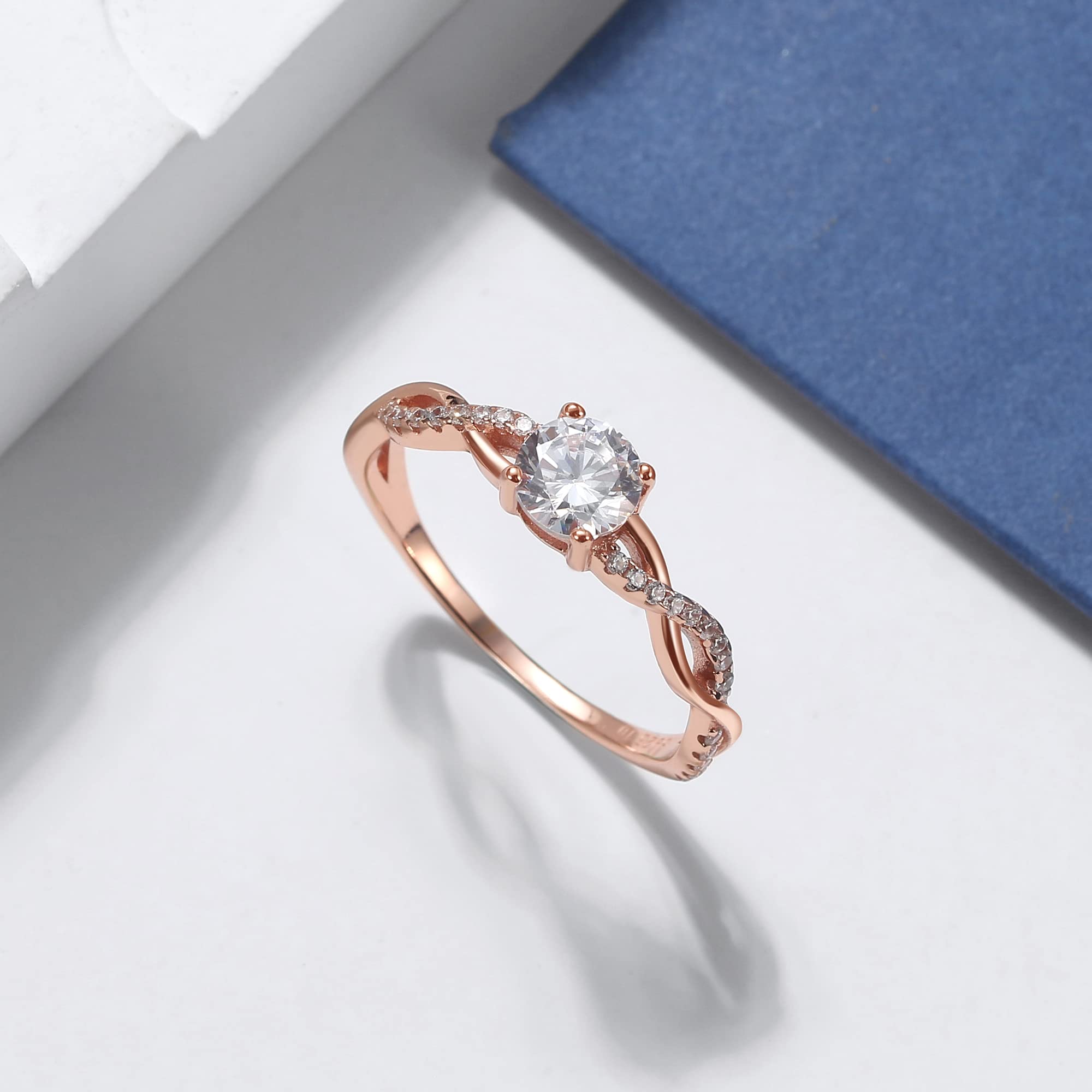 1 Ct Twist CZ Engagement Ring for Women - 925 Sterling Silver Black Diamond Wedding Band | Size 12 | Perfect for Bridal, Promise Rings & Travel Jewelry | Elegant Gift for Her