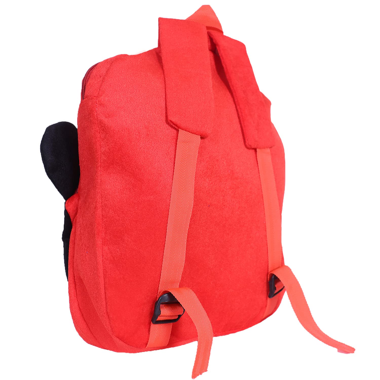 Disney Mickey Mouse Plush Backpack for School & Travel - 2 Compartment Velvet Bag with Zipper Closure, Cute Mickey Face Design (Red) - Perfect for Kids, College Students, Theme Park Visits & Daily Use