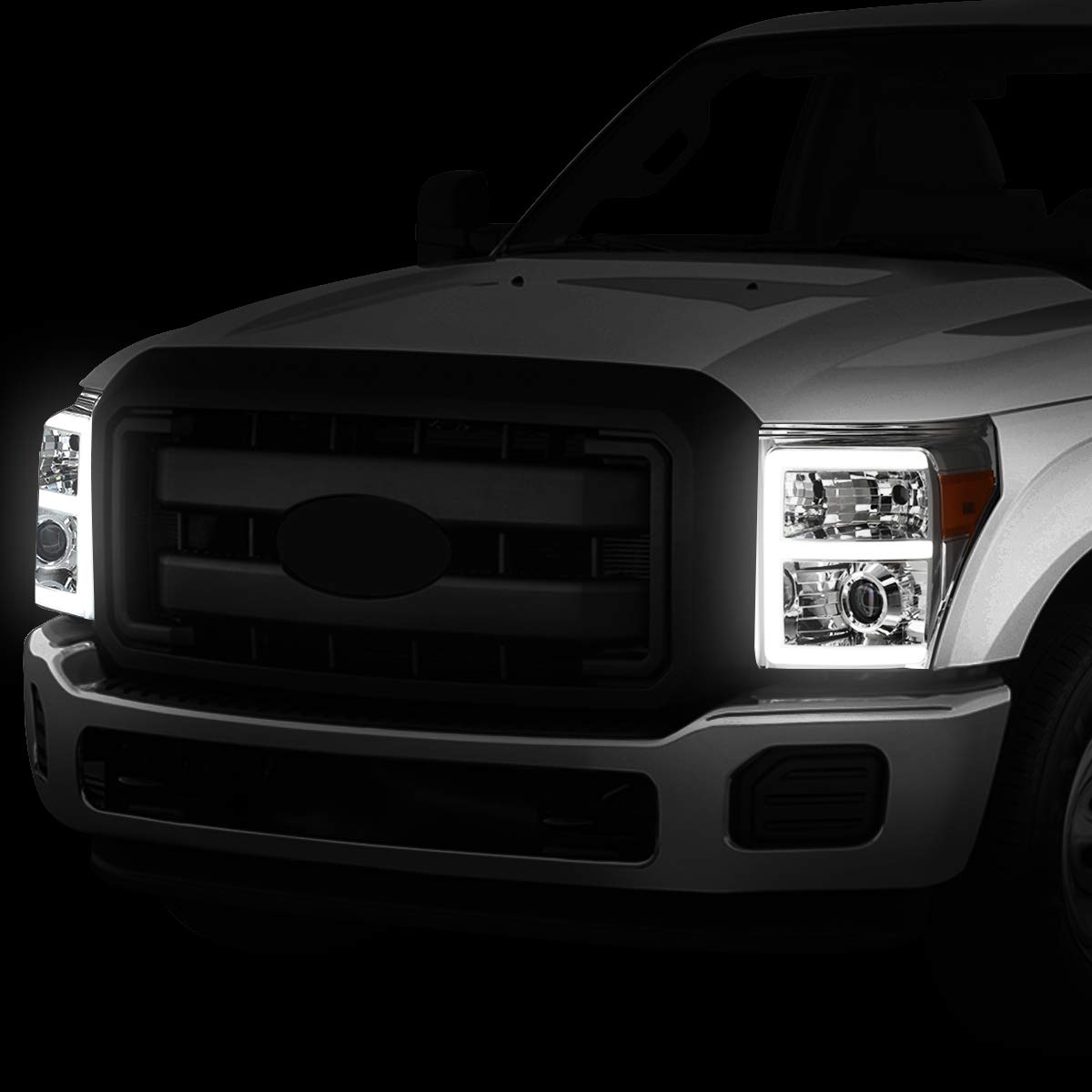 DNA Motoring HL-HPL-LED-FSU13-CH-AM-T2 LED Headlight Kit - High Performance DRL Projector Headlights for Cars & Trucks | Perfect Replacement for Daytime Running Lights & Night Driving