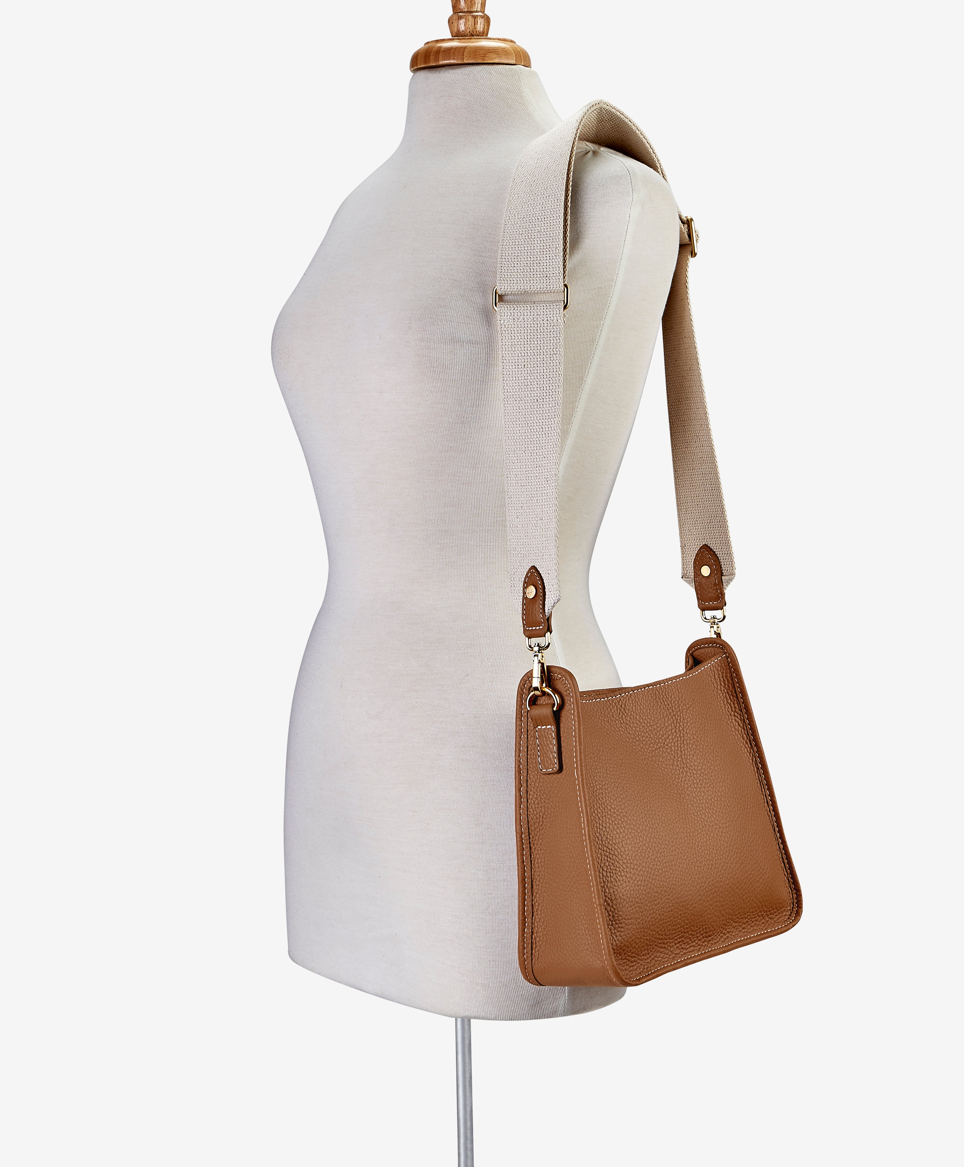 Elle Women's Tan Pebble Grain Leather Crossbody Bag - Stylish & Durable for Work, Travel & Everyday Use