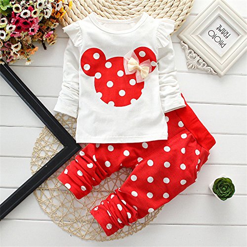 Stylish Polka Dot Teddy Bear Bow Print Girls T-Shirt & Jeggings Pajama Set - Cute Sleepwear for Toddlers & Baby Girls - Perfect for Bedtime, Playtime & Photo Shoots