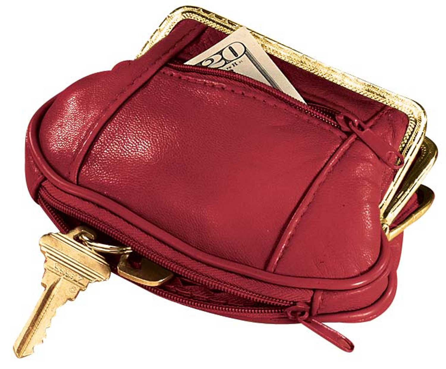 Genuine Leather 4 Pocket Pouch Purse for Women - Slim Wallet Organizer for Credit Cards, Cash & Coins - Perfect for Travel, Work & Everyday Use
