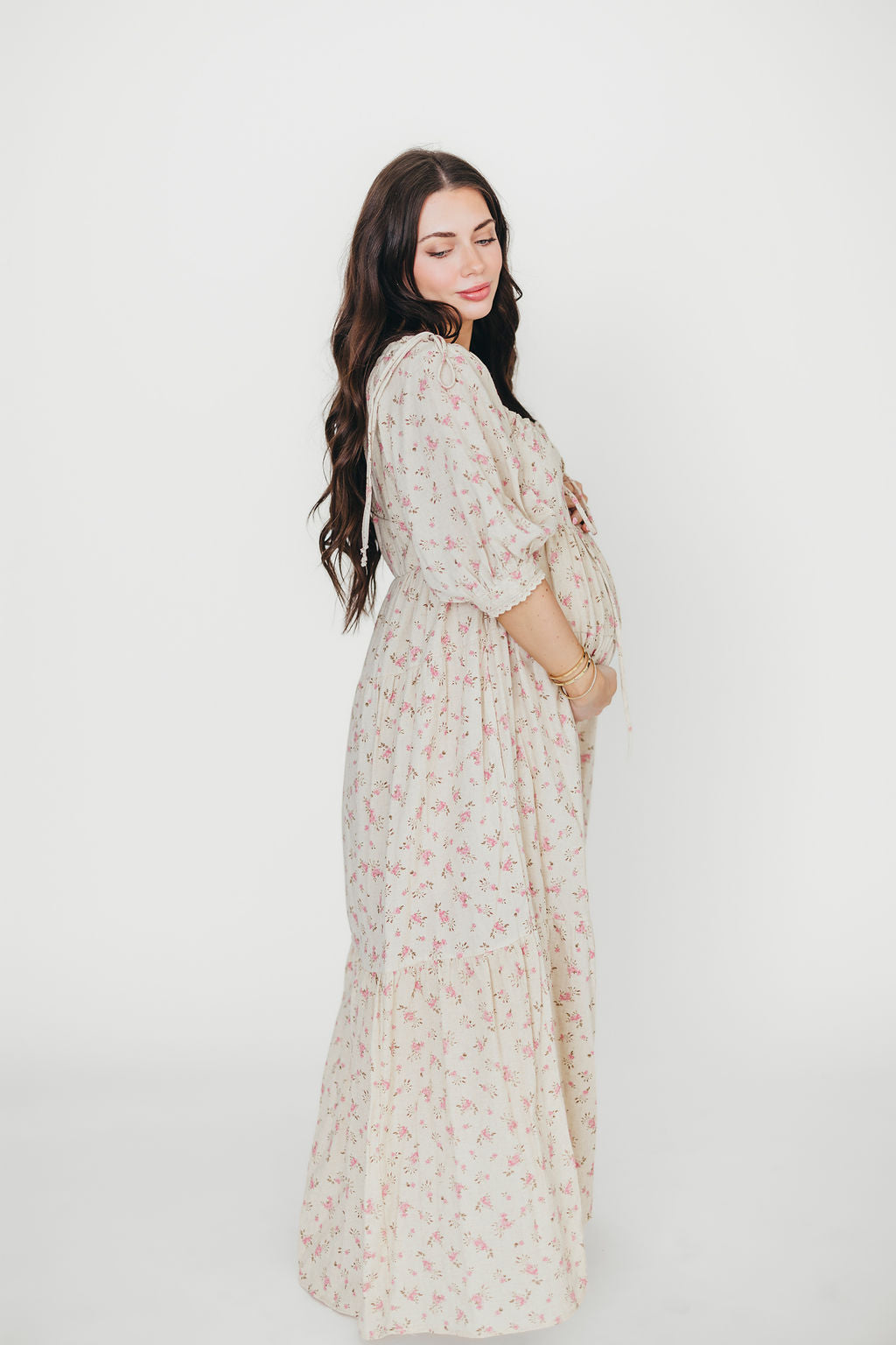 100% Cotton Floral Maxi Dress for Women - Pink & Brown Boho Summer Dress - Perfect for Beach, Vacation & Casual Outings