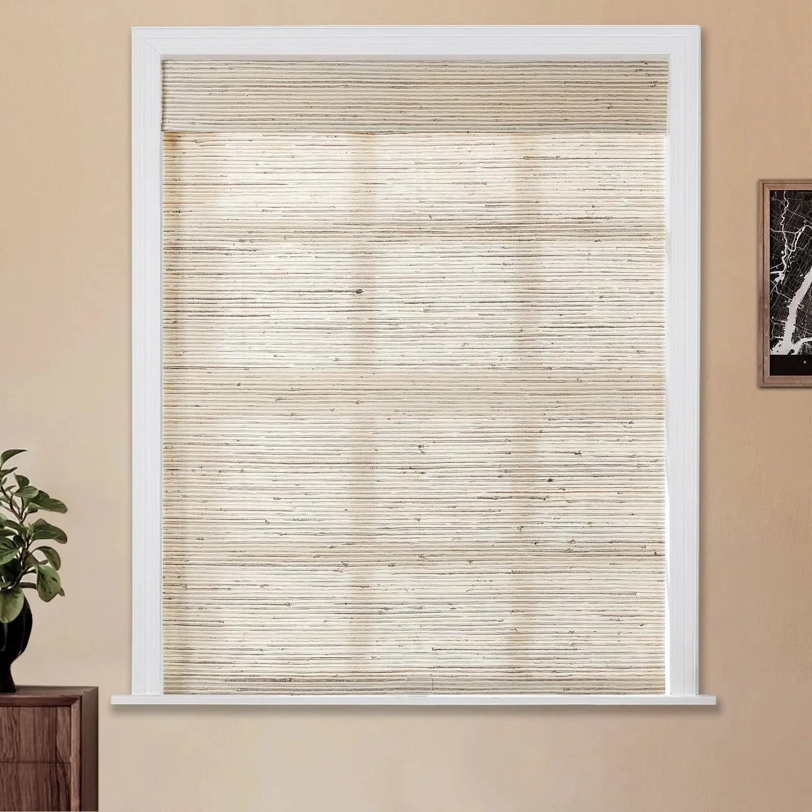 Natural Ramie Bamboo Woven Window Shade - Light Beige Brown | Eco-Friendly Room Darkening Blinds for Living Room & Bedroom