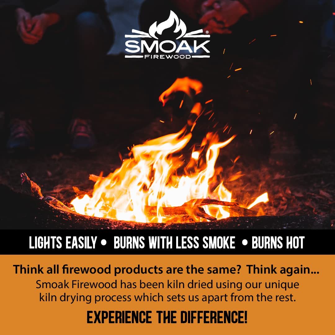 Premium Smoak Firewood - Kiln Dried USDA Certified Hardwood Logs (16-Inch Uncut Rounds, 100-120 lbs) for Fireplaces, Campfires & Outdoor Cooking