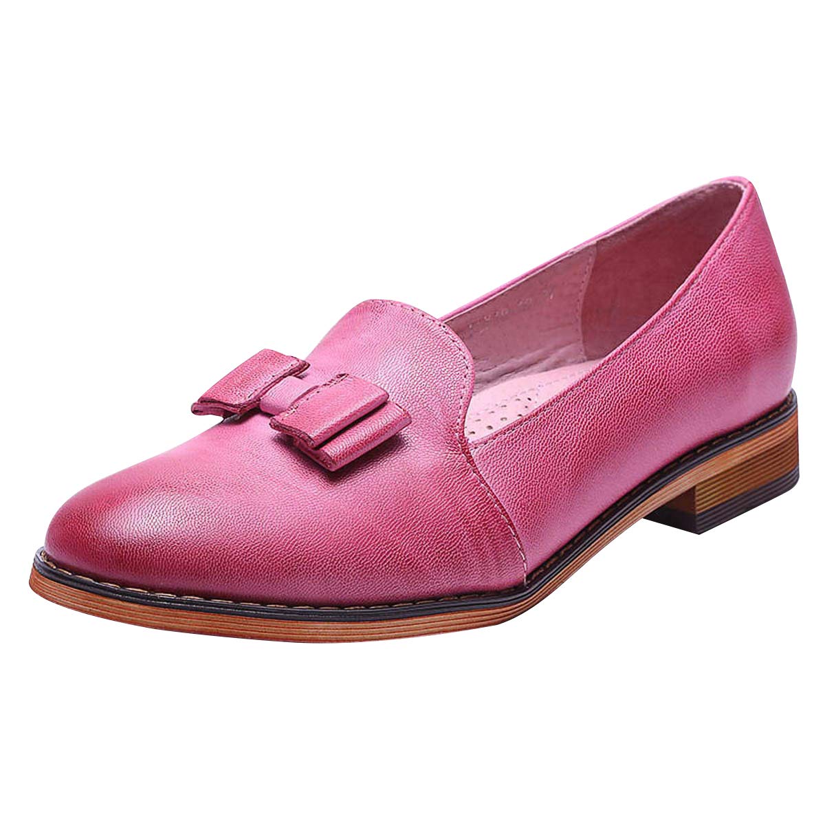 Women's Leather Bow Penny Loafers - Business Casual Slip-On Flats for Office Work | Comfortable & Stylish Ladies Shoes for Professional & Everyday Wear