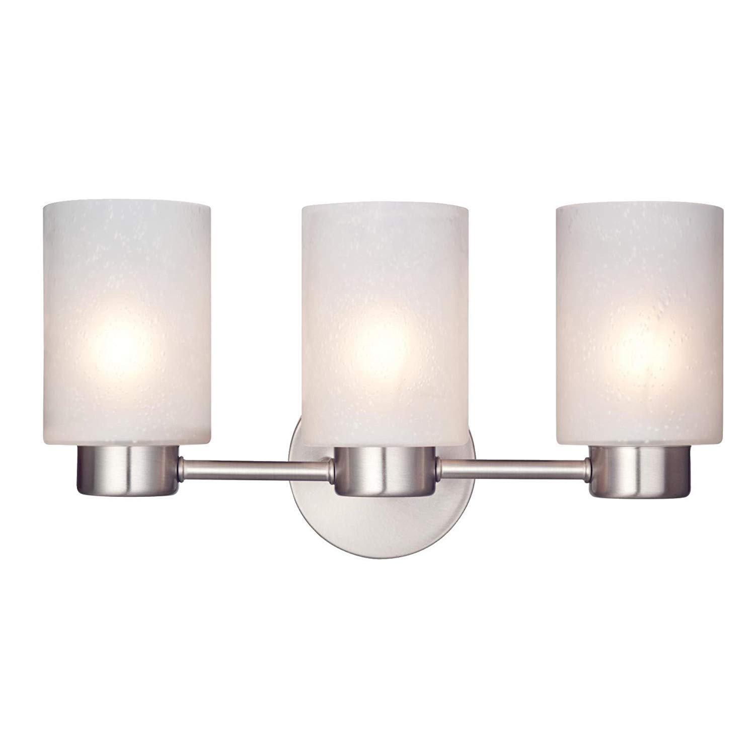 Modern 3-Light Bathroom Vanity Light Fixture - Brushed Nickel Finish with Frosted Seeded Glass - Wall Sconce Lighting for Bathroom, Bedroom & Dressing Room - Perfect for Vanity Mirror Illumination and Ambient Lighting