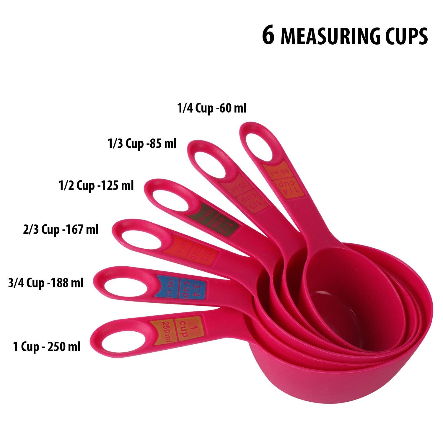 INKULTURE 12-Piece Plastic Measuring Cups and Spoon Set with Ring Holder - Kitchen Baking Essentials for Cooking, Baking & Meal Prep - Pink