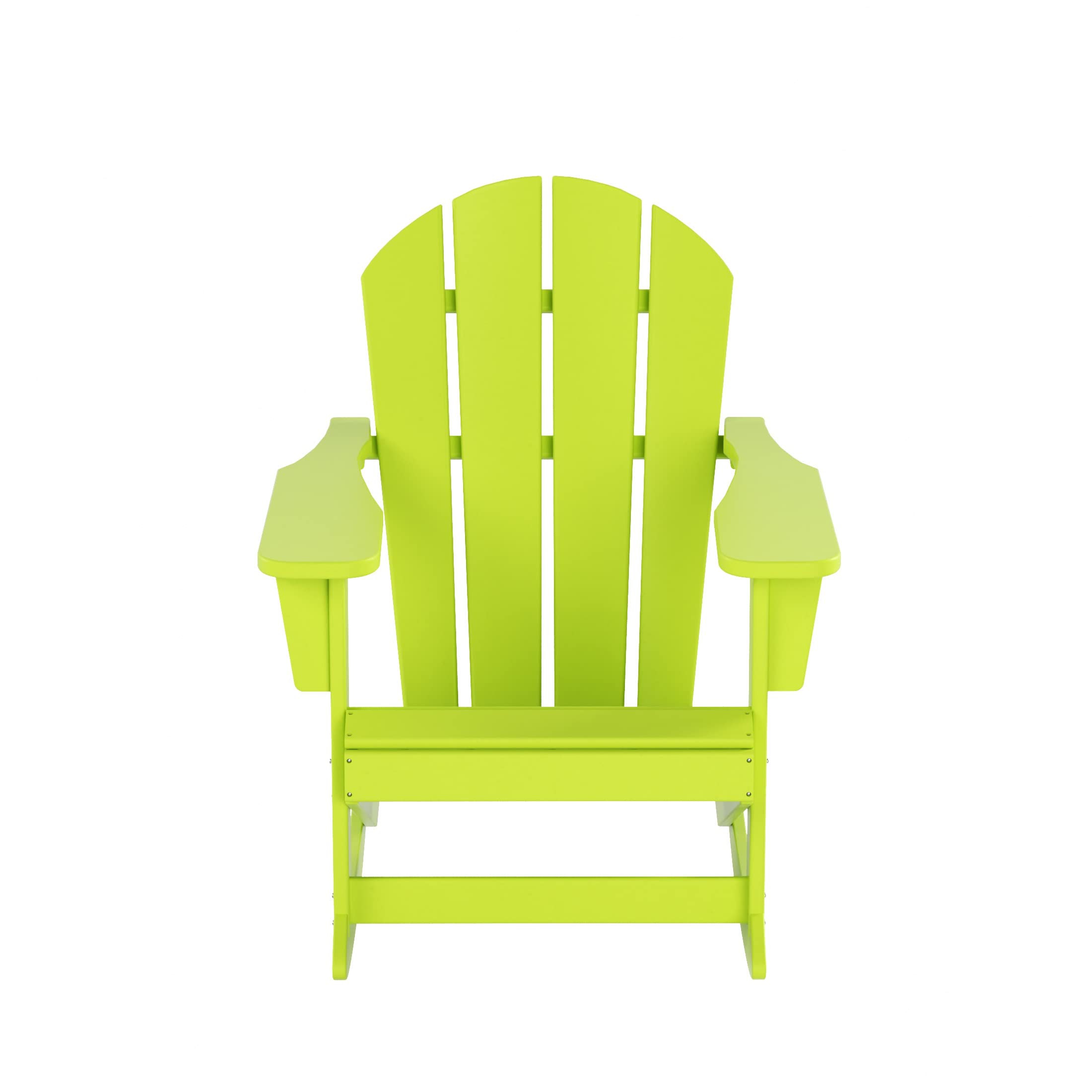 WO Home Furniture 3-Piece Patio Rocking Chair Set - Classic Outdoor Adirondack Rocker Chairs & Side Table in Lime Green - Perfect for Backyard, Garden, Deck & Poolside Relaxation
