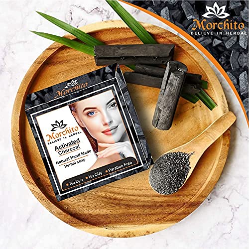 Morchito Activated Charcoal Soap for Men & Women - Deep Cleansing, Skin Whitening, Acne & Blackhead Treatment - Natural Skin Care Soap (Pack of 3) | Perfect for Daily Face & Body Wash, Oily & Acne-Prone Skin