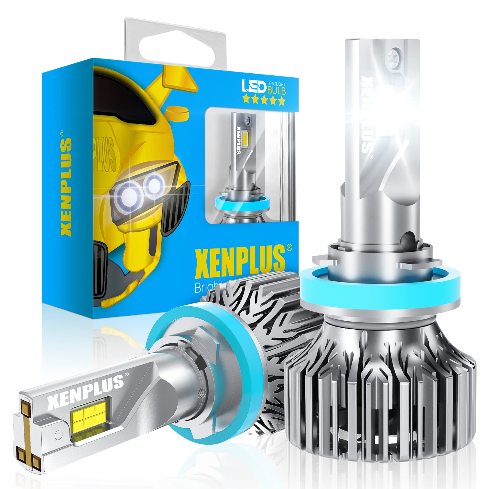 XENPLUS H11 LED Headlight Bulbs - 2022 Upgraded 130W 26000LM, 800% Brighter 6500K Cool White, IP68 Waterproof H11/H9/H8 LED Conversion Kit, Plug and Play - Perfect for Night Driving, Off-Road & Foggy Conditions (Pack of 2)
