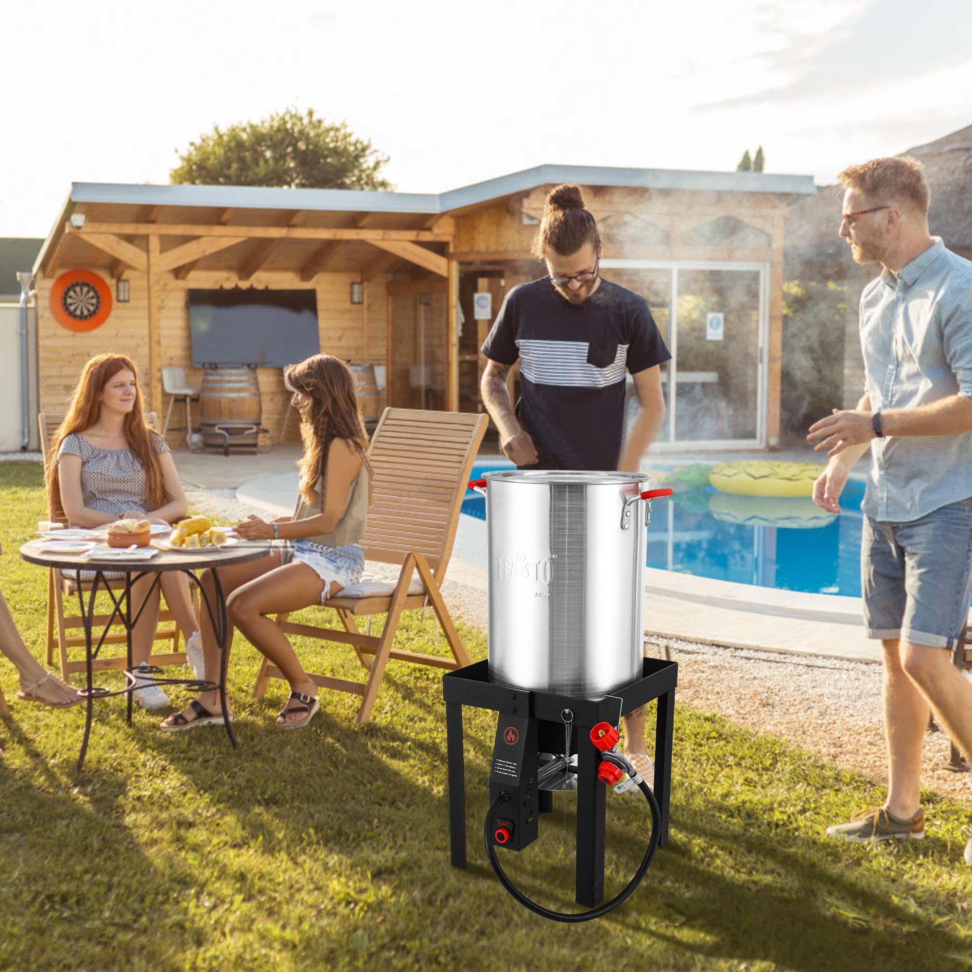30 Qt Turkey Fryer Kit with Basket & 10QT Fish Fryer - 50,000 BTU Outdoor Propane Burner with Auto Ignition - CSA Certified for Safe Cooking - Perfect for Thanksgiving, Camping, Backyard BBQs & Outdoor Gatherings