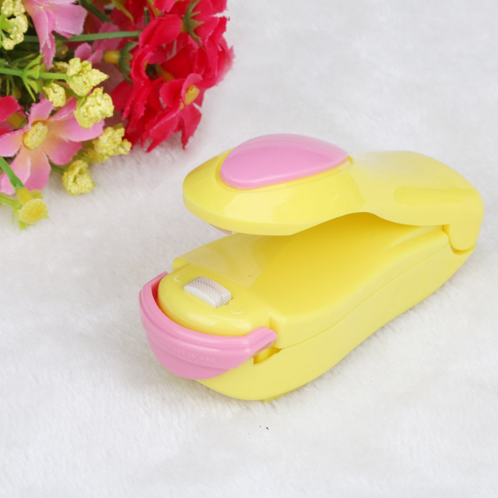 Portable Mini Heat Sealing Machine for Food Storage - Handheld Bag Resealer for Candy, Pet Food & Plastic Bags | Vacuum Sealer for Kitchen Use (Lemon Yellow) | Perfect for Meal Prep, Snack Storage & Travel