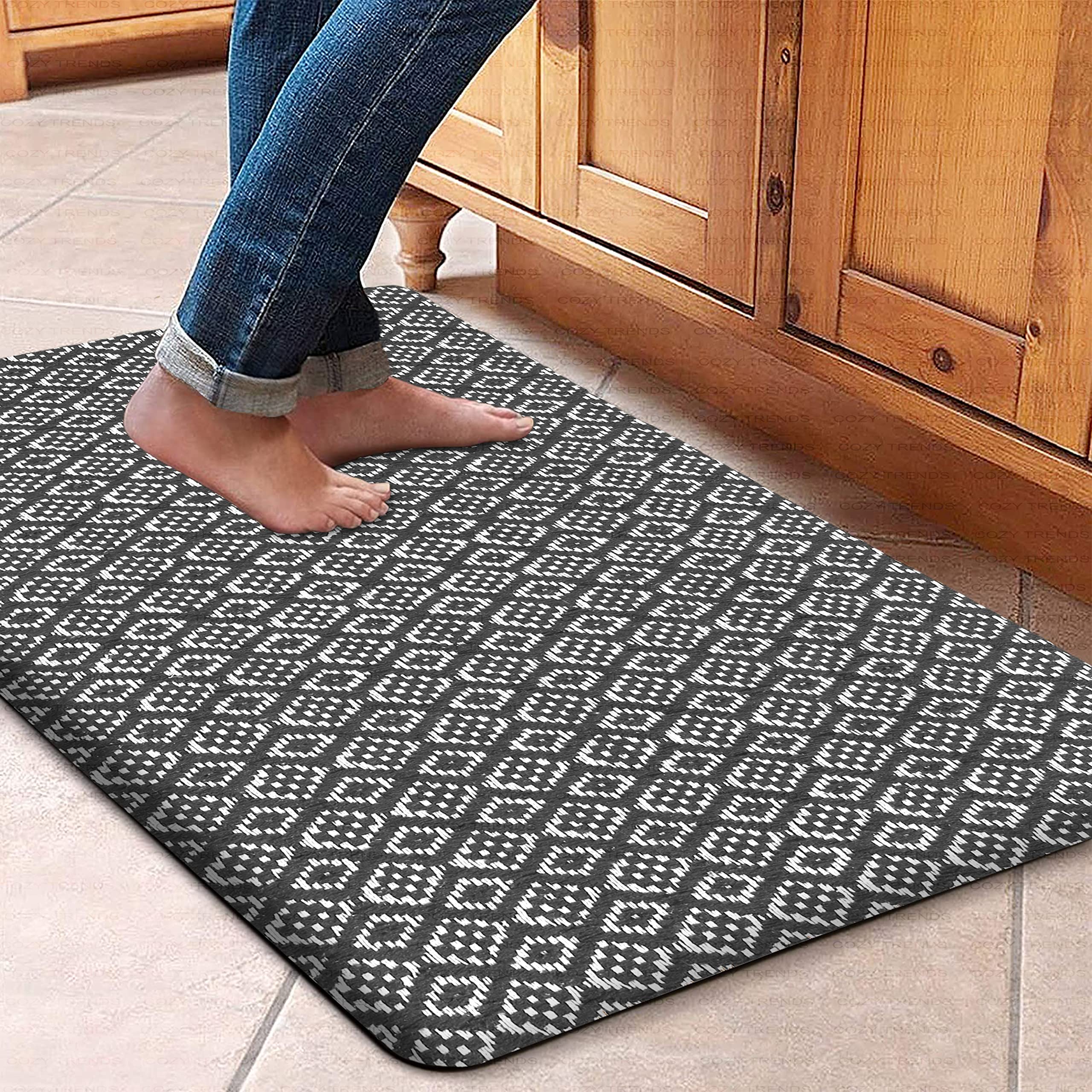 Kitchen Mat Cushioned Anti-Fatigue Rug, Waterproof Non-Slip Heavy Duty Comfort Foam Mat for Kitchen, Sink, Laundry, Office, and Home Floor, Graphite 18''x30'' - Perfect for Standing, Cooking, and Cleaning