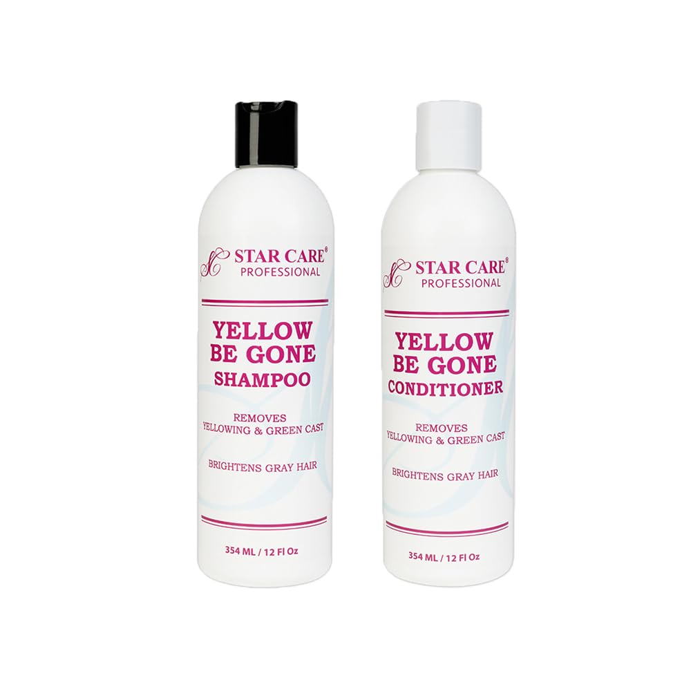 Yellow Be Gone Shampoo & Conditioner Set - 12oz/354ml for Blonde, Gray & Silver Hair - Neutralizes Brassiness & Enhances Shine - Perfect for Daily Use & Salon-Quality Results