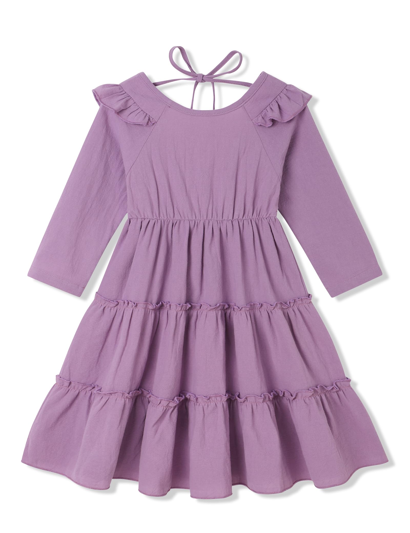 Hipea Toddler Girl Floral Dress Long Sleeve Backless Casual Fall Winter Dresses for Kids - Perfect for Holiday Parties, Family Photos & Special Occasions