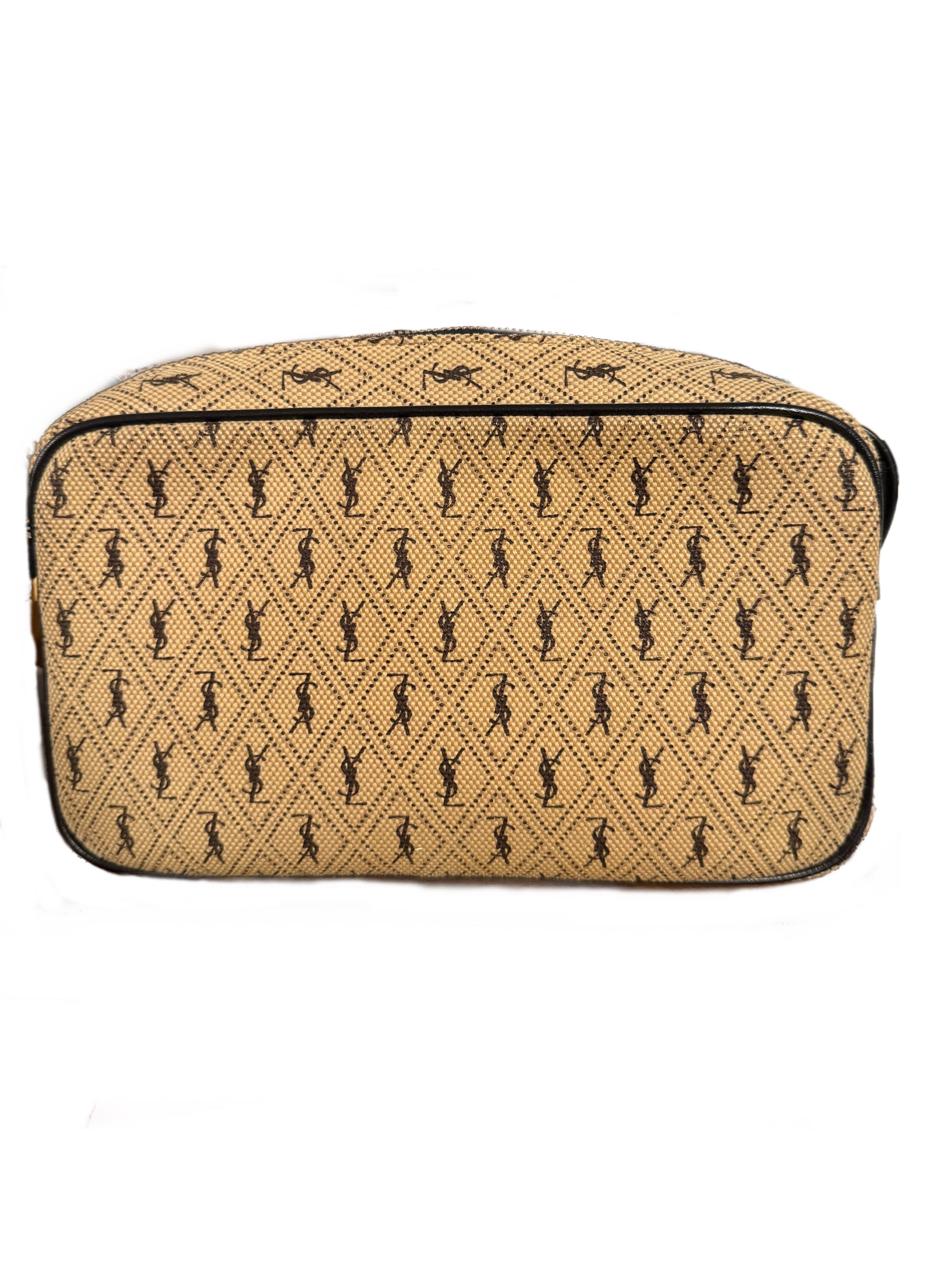 Saint Laurent Monogram Canvas Camera Bag in Beige - Stylish Crossbody Bag for Women, Perfect for Travel, Shopping, and Everyday Use