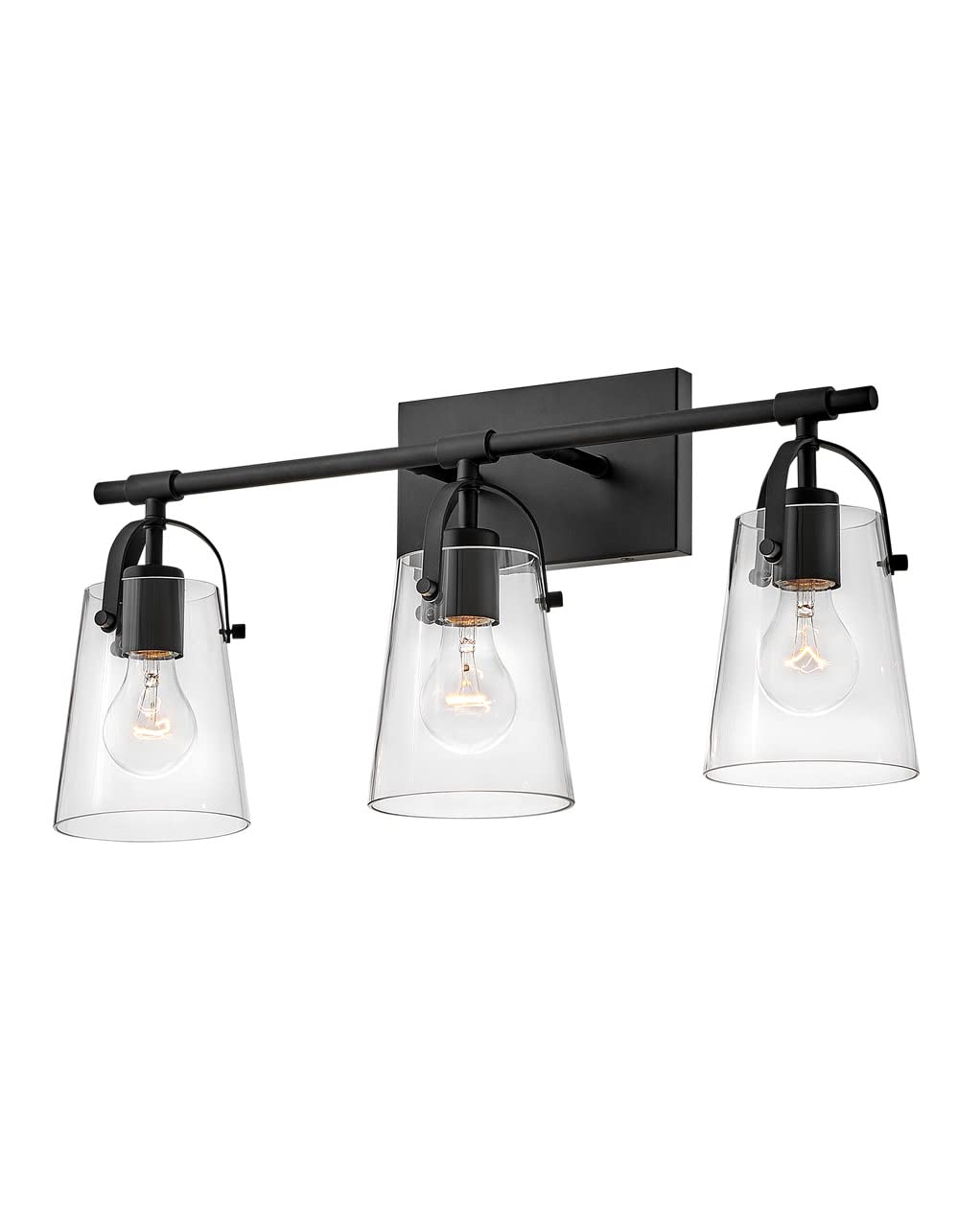 Hinkley Foster 3-Light Bathroom Vanity Light Fixture - Up/Down Mounting, Transitional Style - Black Finish with Clear Glass Shades - Perfect for Modern Bathroom, Powder Room, and Spa Lighting