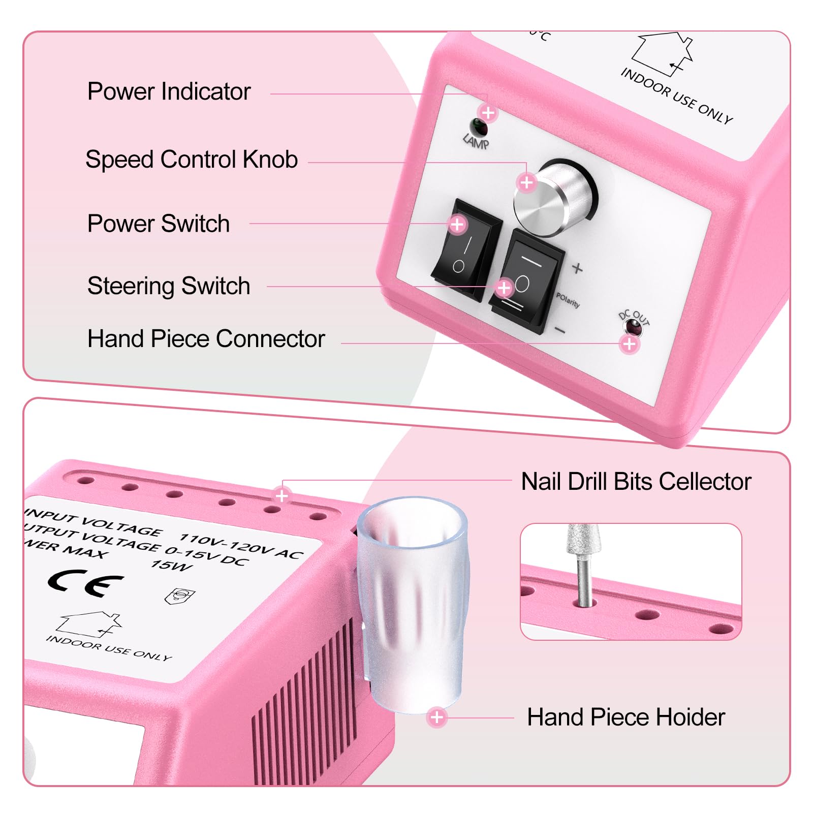 Professional Electric Nail Drill Kit 30000 RPM - Compact Nail File Machine for Acrylic & Gel Nails - Manicure Pedicure Tools for Salon & Home Use - Perfect for Nail Art, Extensions & Polish Removal