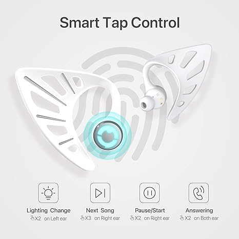 Wireless Bluetooth 5.0 Elf Ear Headphones with RGB Lighting - 10 Color Options, App Control, IPX4 Water Resistant Earbuds, Cute In-Ear Design with Charging Case - Perfect Gift for Egirls & Cosplay (White) - Great for Gaming, Streaming & Daily Use