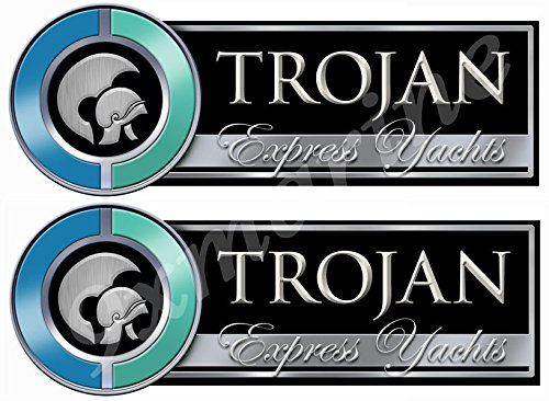 Trojan Boat Remastered Decals - High-Quality Waterproof Vinyl Stickers for Boats, Cars & Laptops - Perfect for Marine Enthusiasts & Vehicle Customization