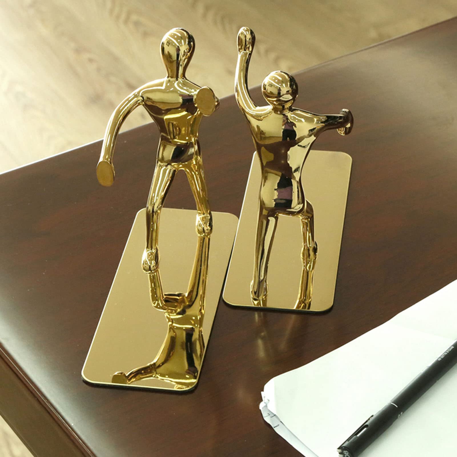 Stylish Gold Stainless Steel Bookends for Office & Home - Heavy Duty Padded Book Holders for Shelves, Desks & Libraries - Perfect for Organizing Books, Decor & Office Supplies