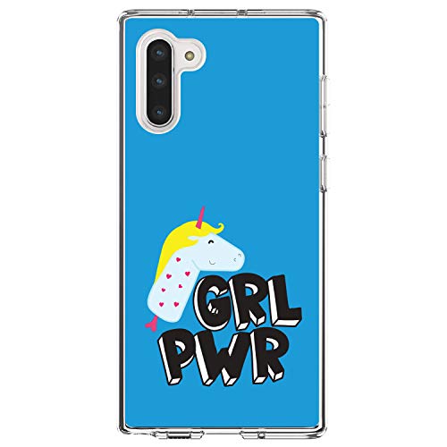 Girl Power - GRL PWR - Unicorn Blue Background On Clear Case