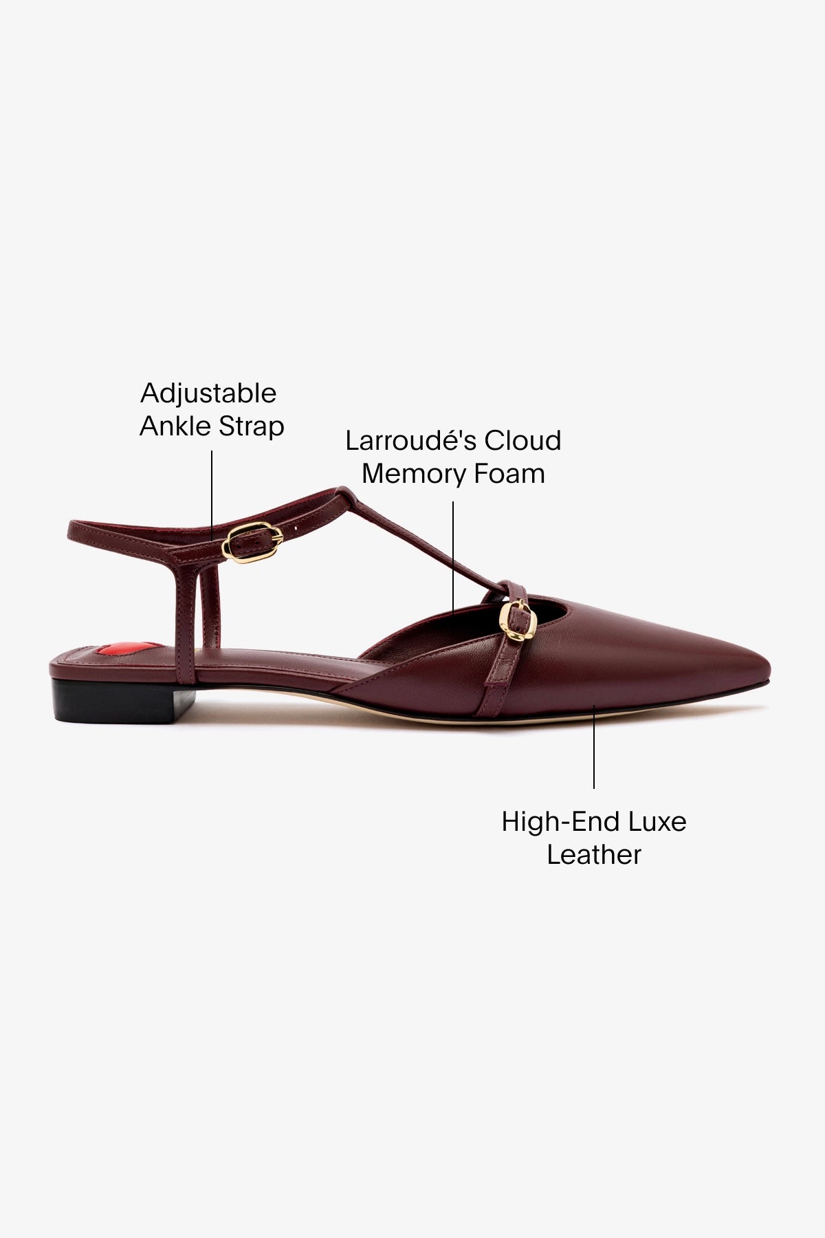 Grace Flat Shoes in Burgundy Leather - Comfortable & Stylish Women's Loafers for Work, Office & Casual Wear