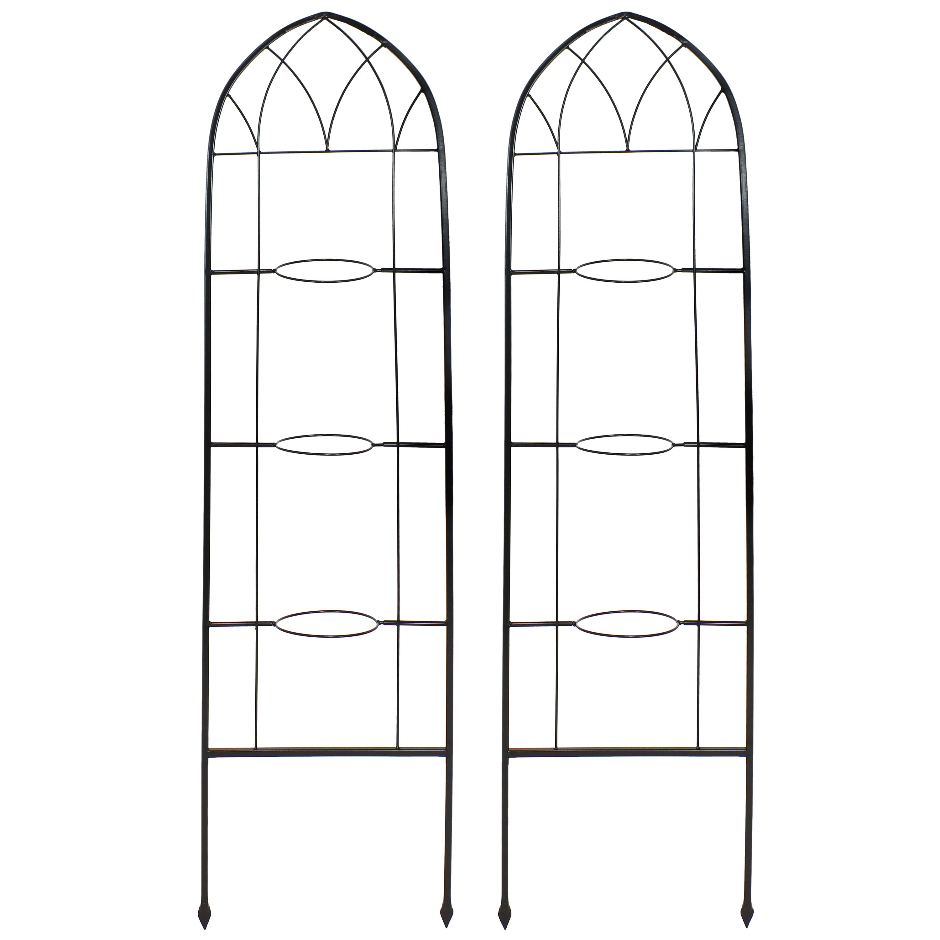 Sunnydaze 2-Piece Arched Garden Trellis with Folding Flowerpot Supports - Perfect for Climbing Plants, Vines, and Outdoor Garden Decor