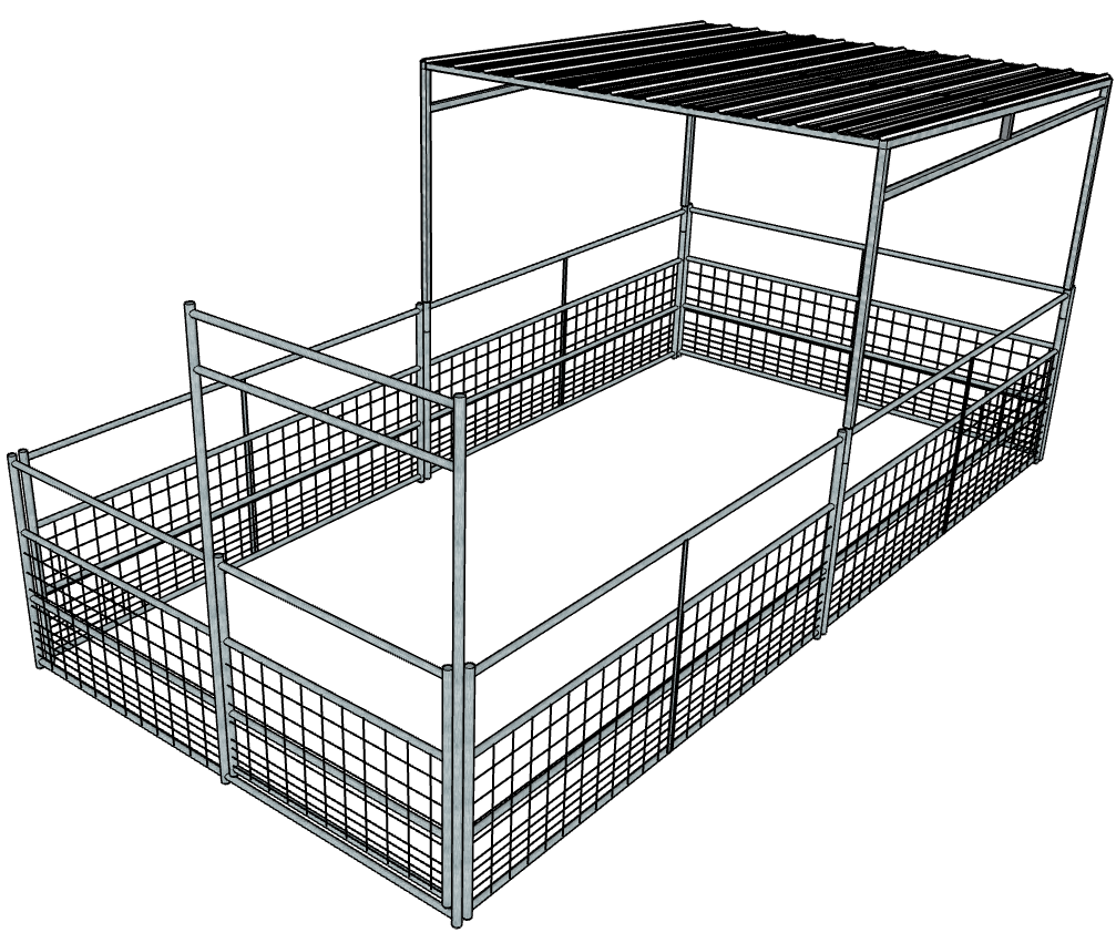 10 Ft x 20 Ft Galvanized Steel 4-Rail Horse Stall Kit with Mesh Panels & Roof - Durable Stable Shelter for Horses, Livestock & Farm Animals - Perfect for Pastures, Barns & Outdoor Animal Enclosures