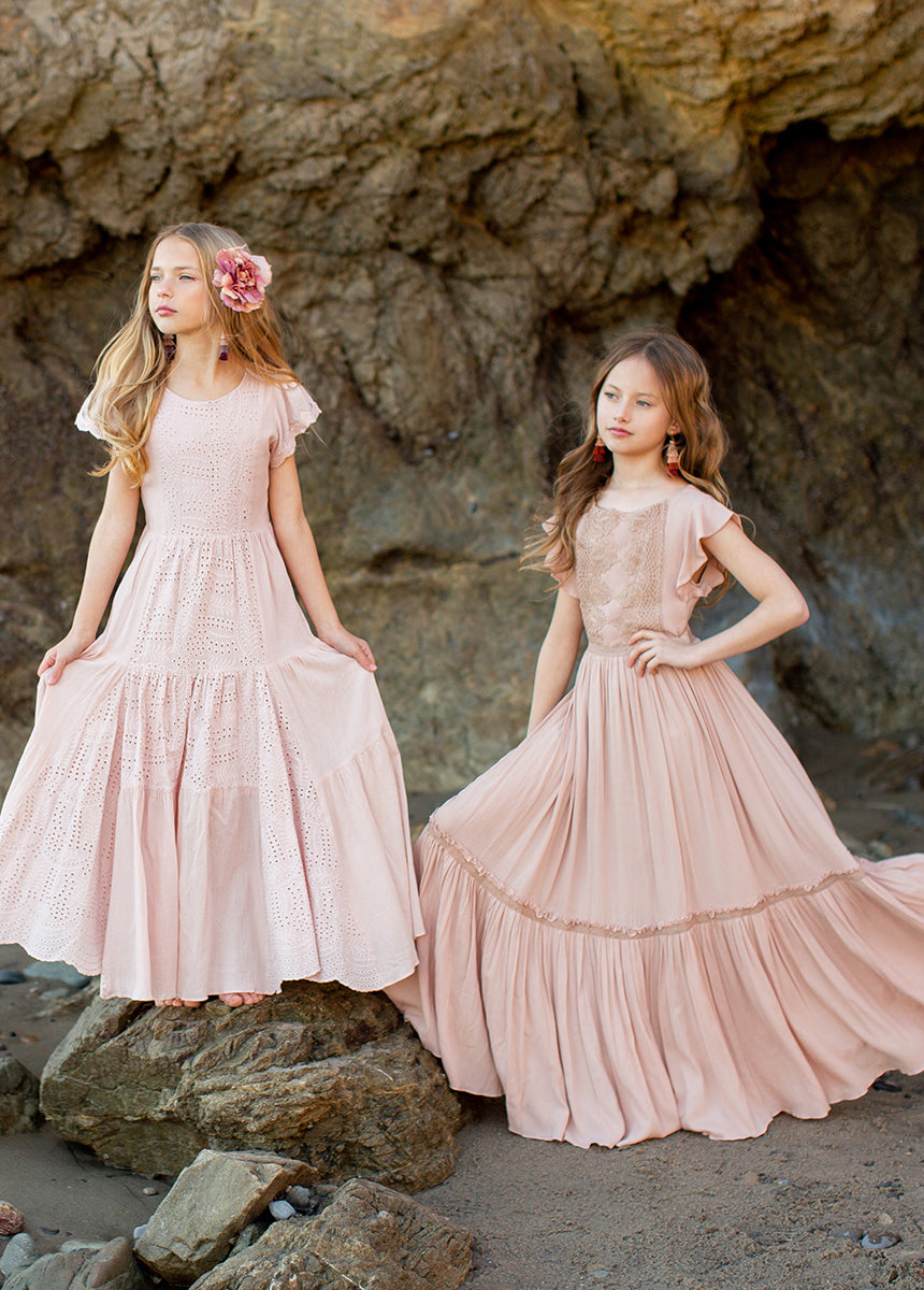 Yanet Blush Pink Dress for Women - Elegant Flowy Midi Dress for Parties, Weddings & Special Occasions