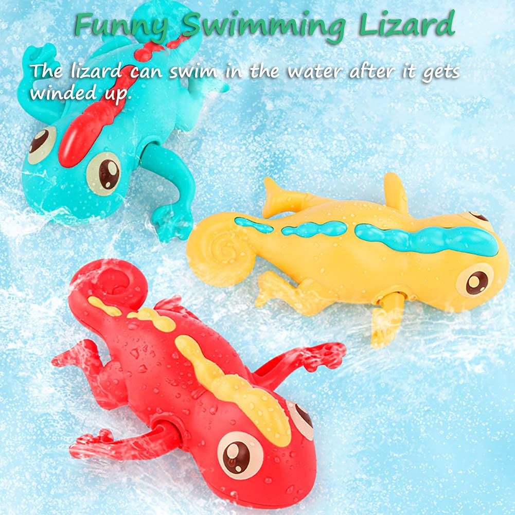 Wind-Up Lizard Bath Toy for Kids - Swimming Clockwork Water Toy, Fun Bathtub Companion for Toddlers (Yellow) | Perfect for Bath Time Play, Pool Parties & Sensory Development