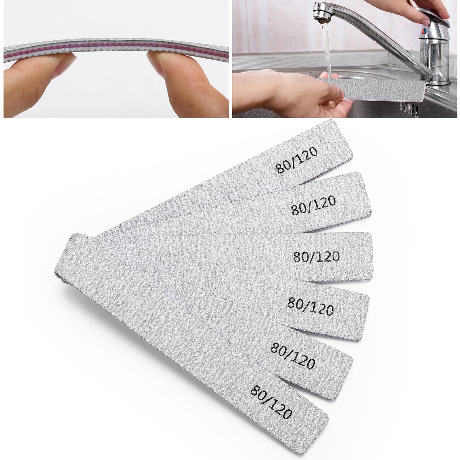 50 Pcs Professional Nail Files for Acrylic Nails - 80/120 Grit Double Sided Emery Boards for Manicure & Pedicure - Perfect for Nail Salons, Home Use & Travel Nail Care Kit