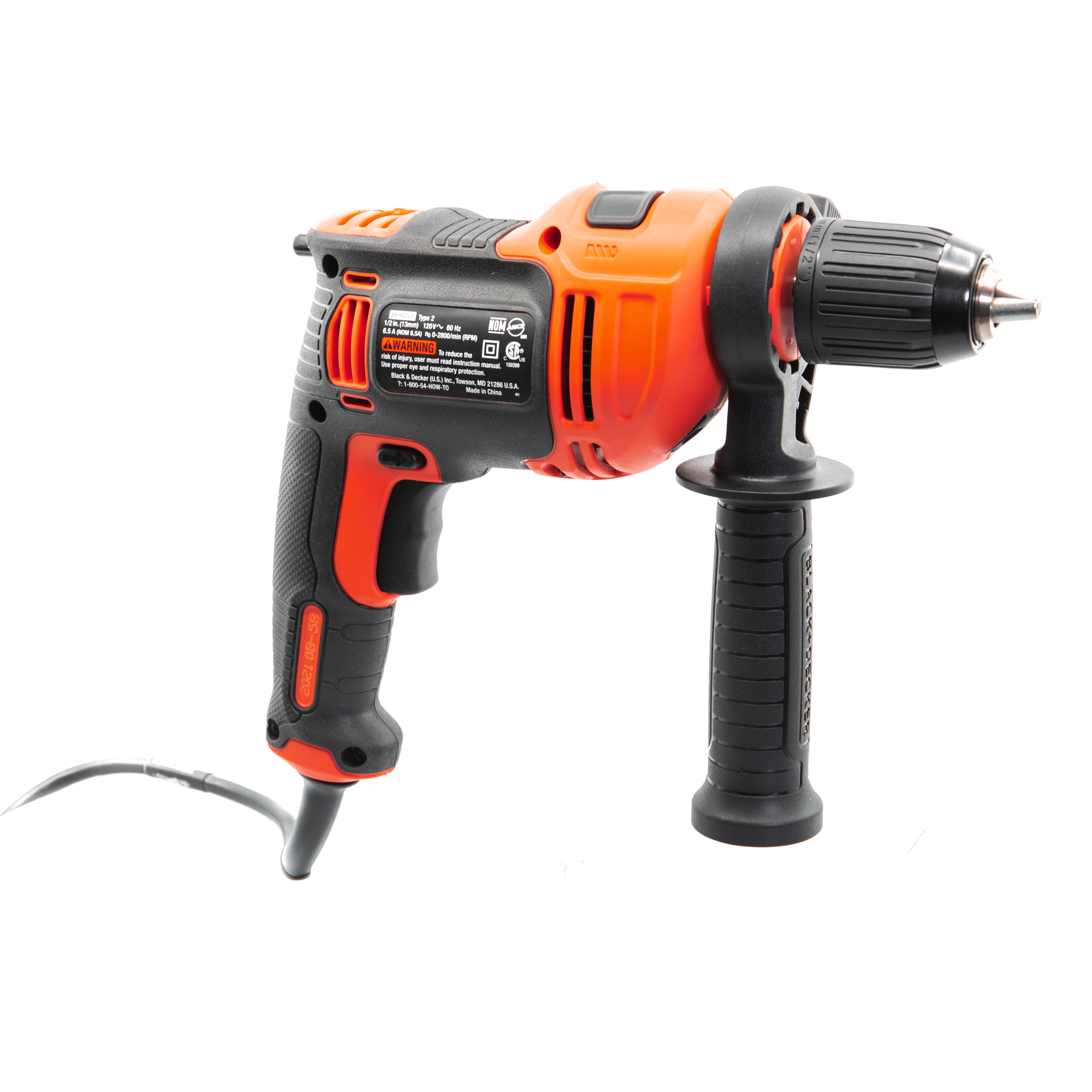 6.5 Amp Heavy Duty Hammer Drill - 1/2 Inch Chuck Corded Power Drill for Concrete, Masonry & Metal - Perfect for Construction, Renovation & DIY Home Projects