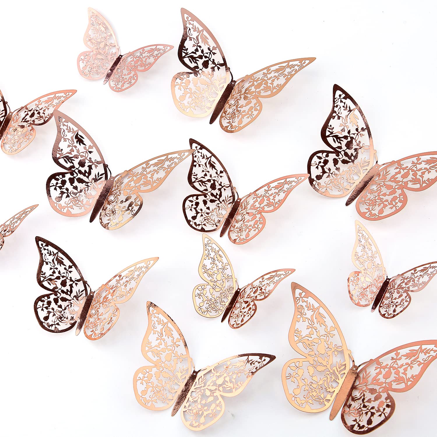 72pcs 3D Butterfly Wall Stickers - Rose Gold Self-Adhesive Decals for Bedroom, Wedding & Party Decor (3 Sizes) - Perfect for Girls Room, Nursery, Baby Shower & Home Decoration