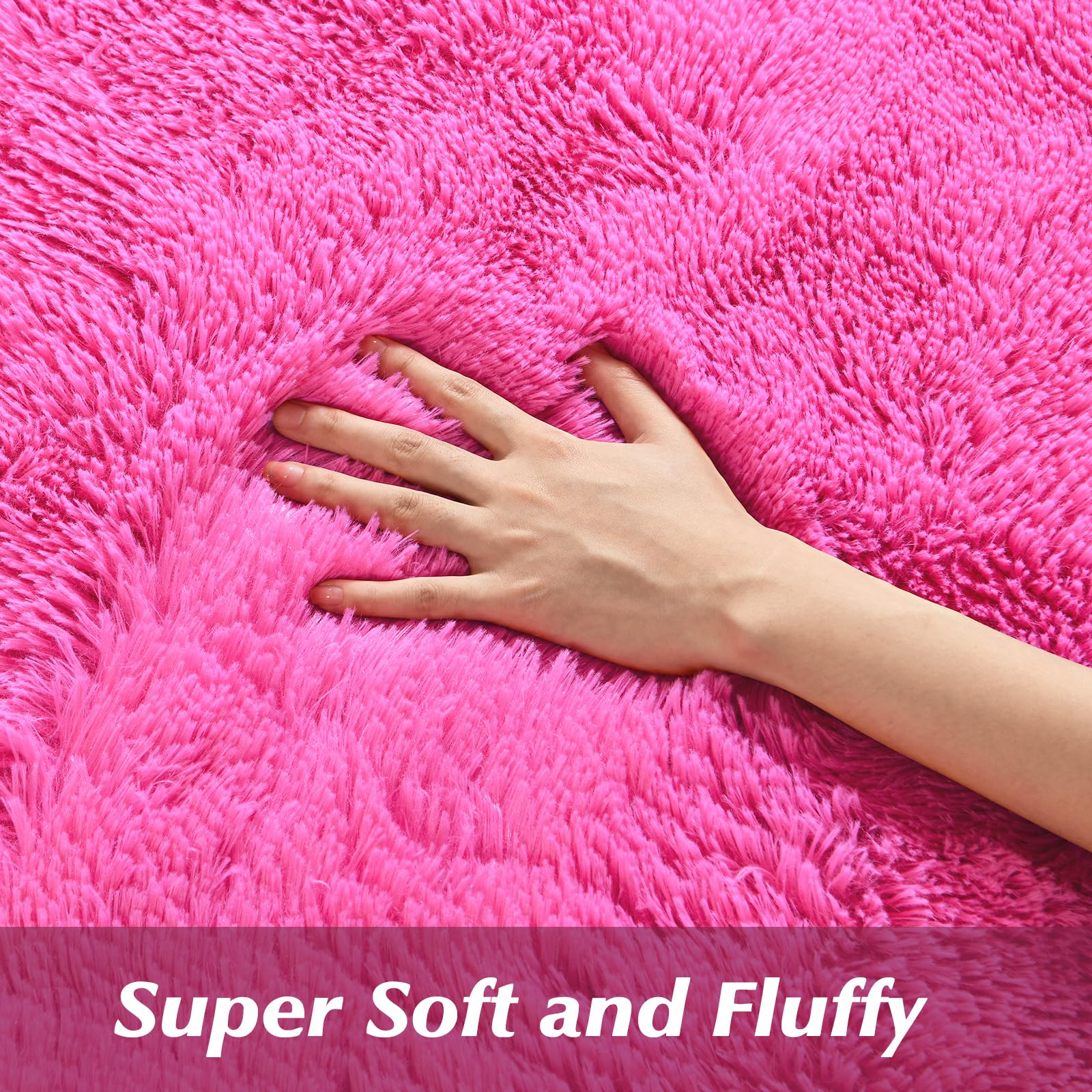 Lascpt Super Soft Shag Area Rug 5x8 ft - Plush Pink Fuzzy Carpet for Living Room, Girls Bedroom, Kids Room & Nursery | Modern Home Decor for Dorms, Office & Women's Spaces | Cozy Floor Mat for Relaxation & Play Areas