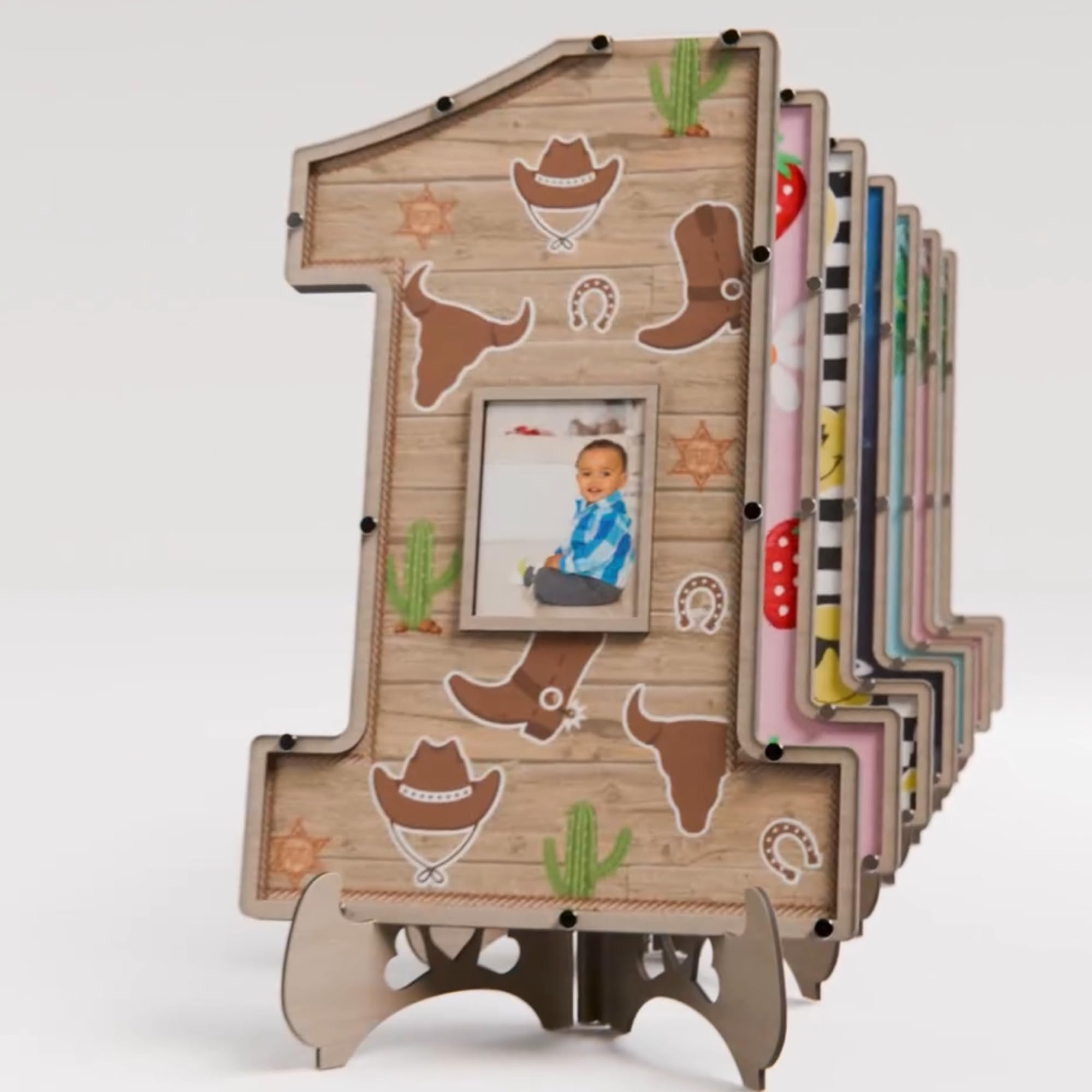 My First Rodeo Birthday Guest Book & Photo Frame Keepsake - Cowboy Cowgirl 1st Birthday Decor for Boys & Girls - Western Theme Party Sign-In Game Centerpiece (Perfect for Wild West Themed Birthday Parties & Baby Showers)