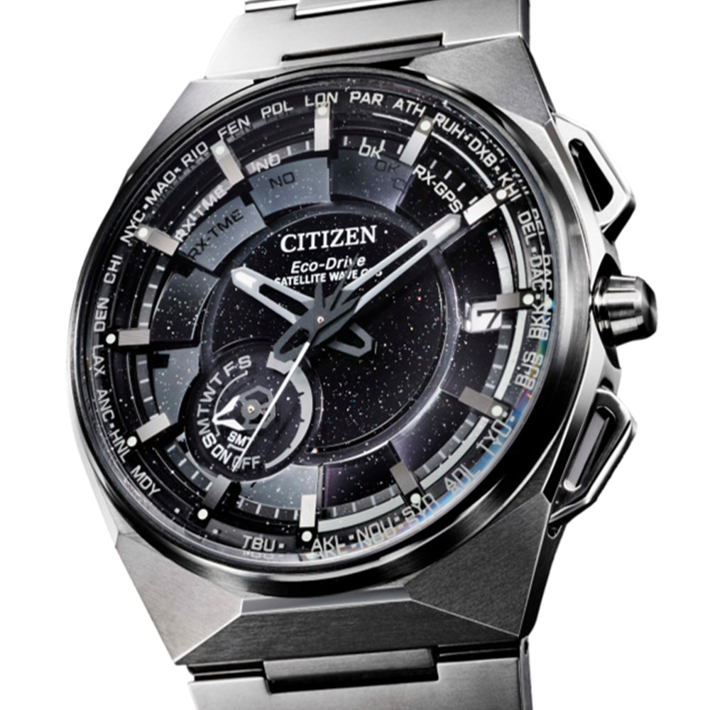 Satellite Wave X Sport Luxury F150 Eco Drive 45.4mm Black Stainless Steel Bracelet Watch - Perfect for Outdoor Adventures & Formal Occasions