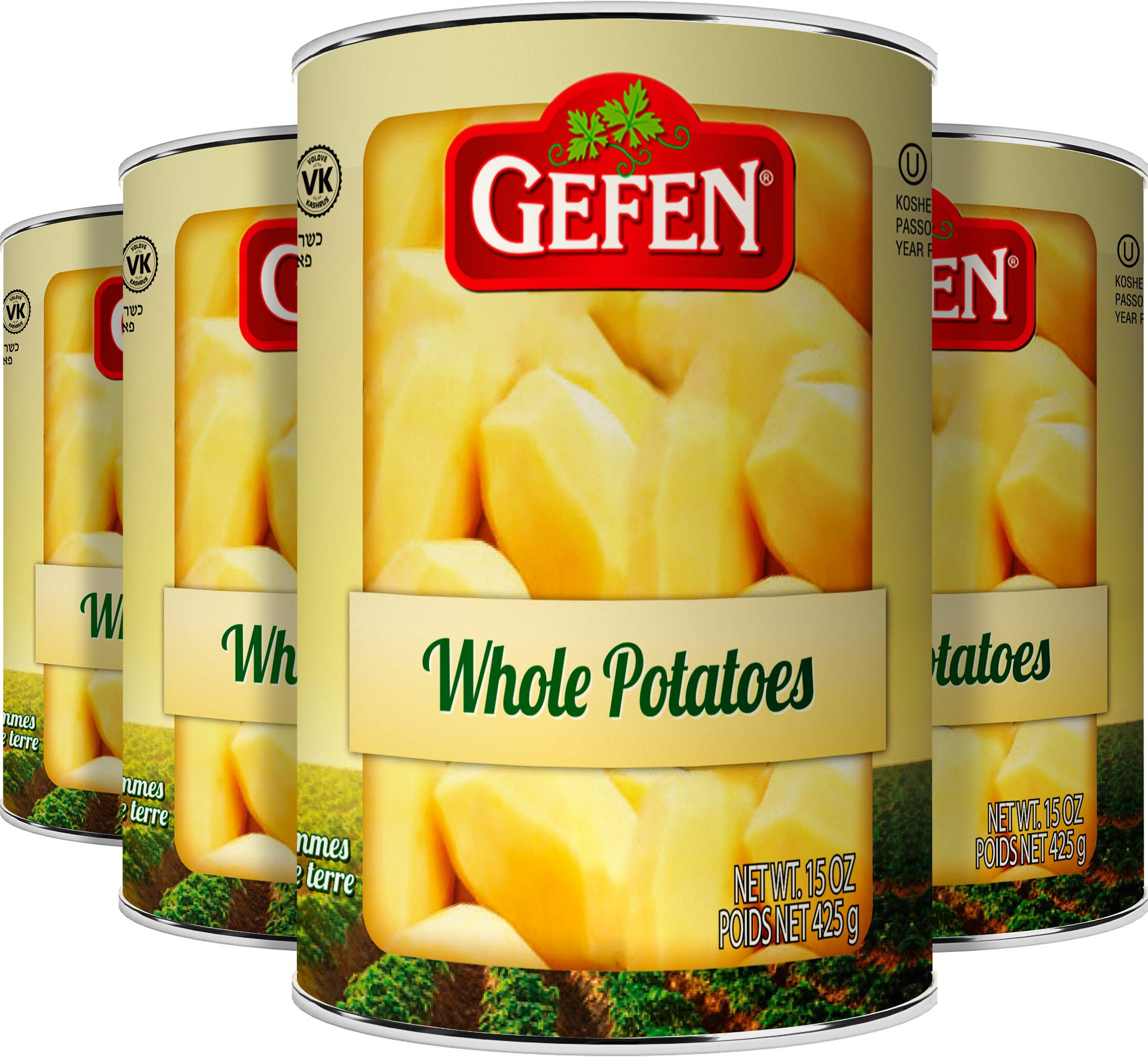 Gefen Whole Potatoes 15 Oz (4 Pack) - Ready to Eat Kosher Certified for Passover - Perfect for Holiday Meals, Quick Snacks & Family Dinners