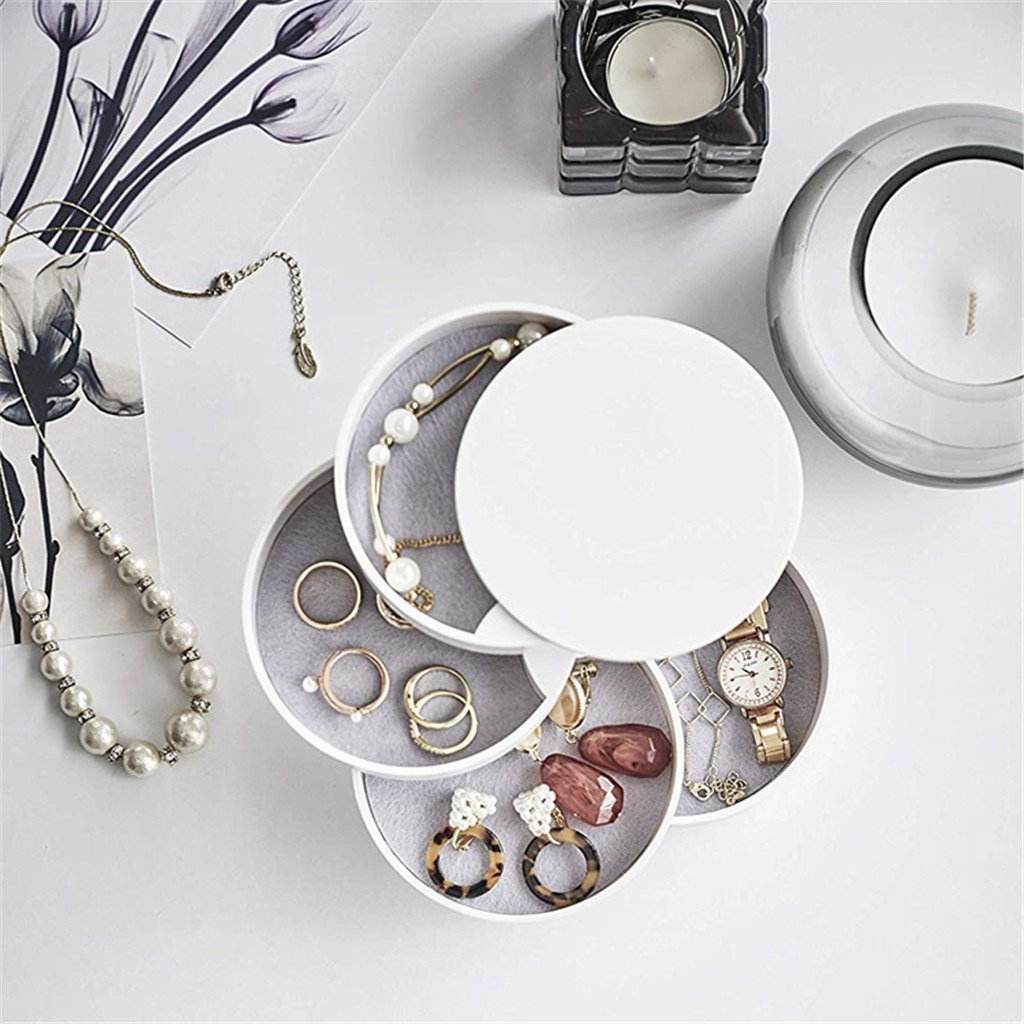 4-Tier Jewelry Organizer Box - Necklace, Earring & Ring Storage Case for Women - Perfect for Travel, Vanity & Closet Organization
