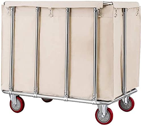 MEINAISEN Large 400L Industrial Laundry Cart with 5cm Wheels - Heavy Duty Rolling Linen Hamper Supports 440lbs - Beige Hotel Laundry Basket for Commercial & Home Use - Perfect for Hotels, Hospitals, Dorms and Laundry Rooms