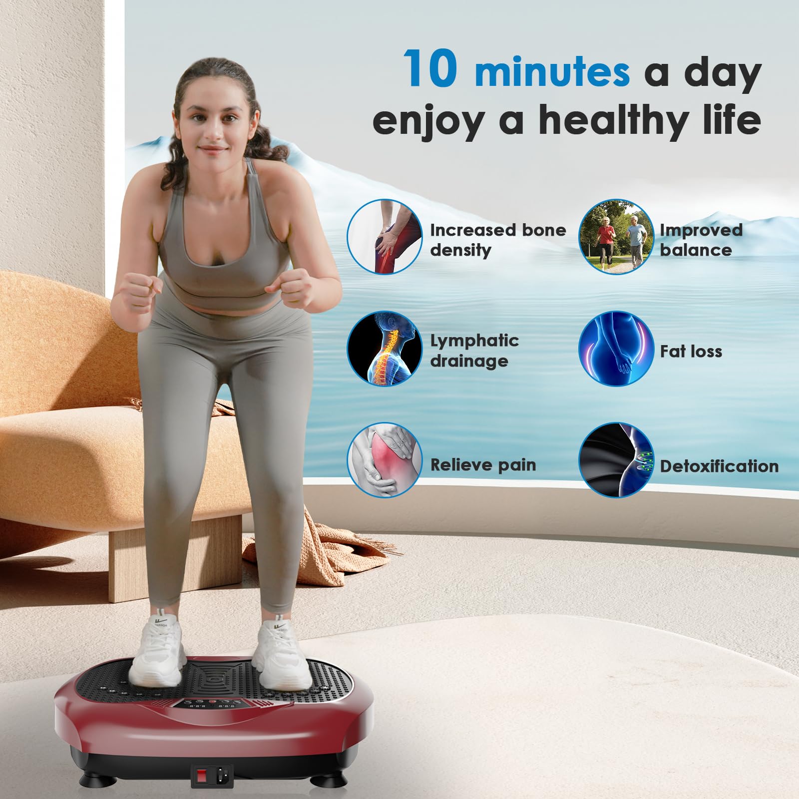 Whole Body Vibration Plate Machine for Weight Loss & Lymphatic Drainage - Home Fitness Equipment with Resistance Bands & Remote - Perfect for Pilates, Muscle Toning, and Post-Workout Recovery