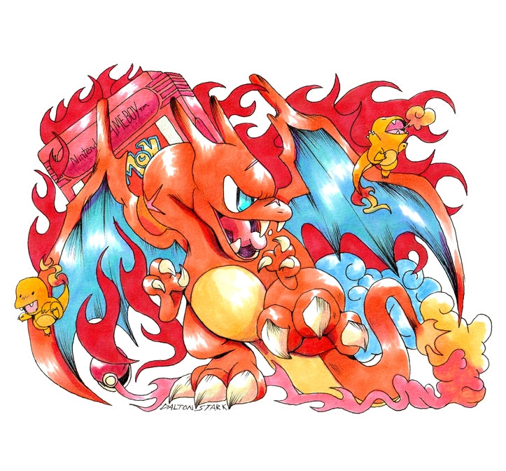 Charizard Pokemon Gameboy Sticker - Vintage Gaming Decal for Nintendo Game Boy, Laptop & Water Bottles - Perfect for Gamers & Collectors