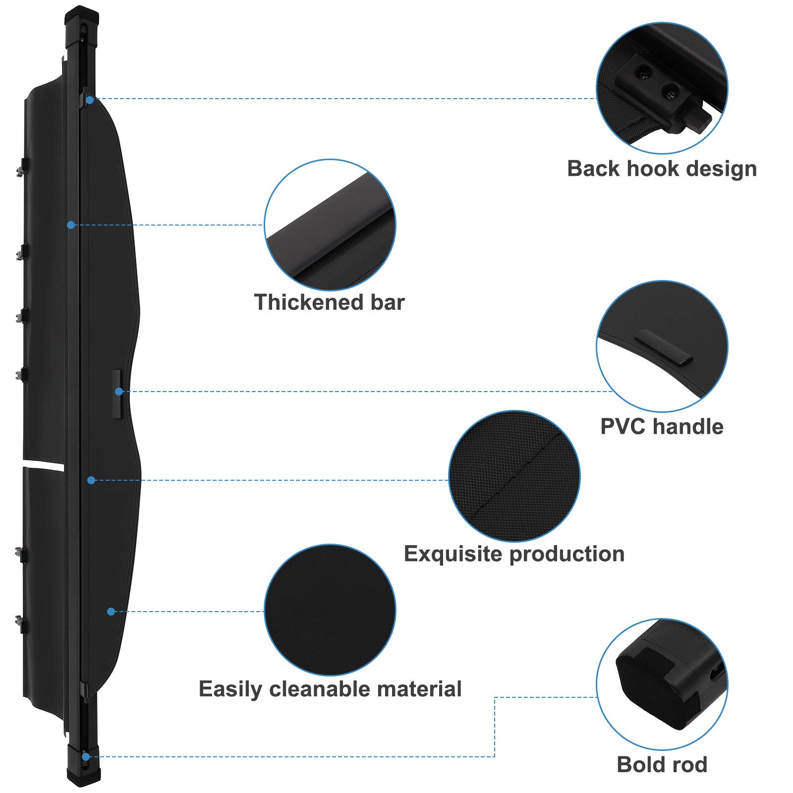 ECCPP Retractable Cargo Cover for 2014-2019 Toyota Highlander SUV - Black Trunk Shade, Luggage Tonneau Security Protector | Perfect for Road Trips, Grocery Hauling & Vehicle Storage Protection