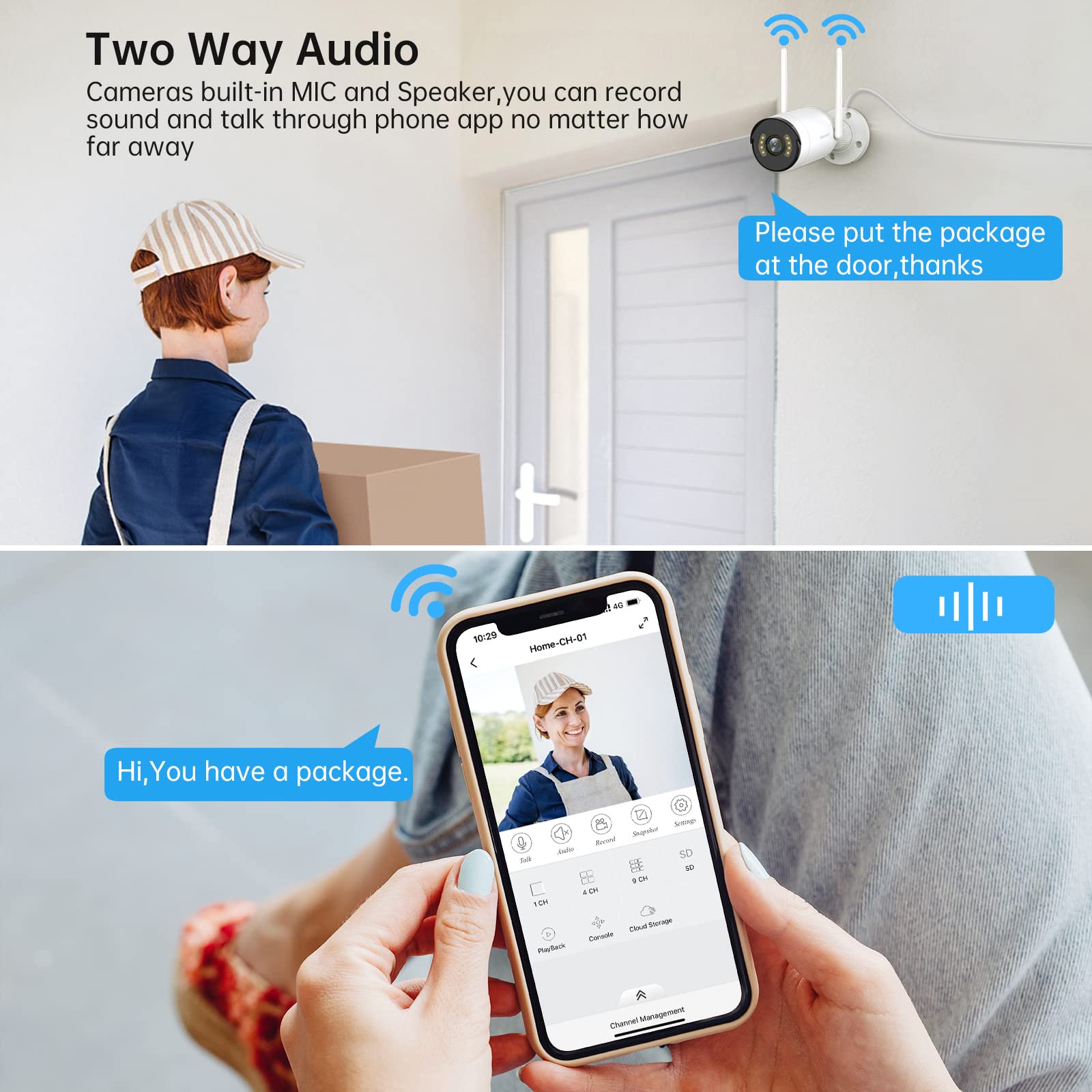 SMONET 8CH 1080P WiFi Security Camera System with 1TB Hard Drive - 4 Pack Outdoor/Indoor IP Cameras, 2-Way Audio, Night Vision, 24/7 Recording - Remote View via Phone App - Ideal for Home & Business Surveillance