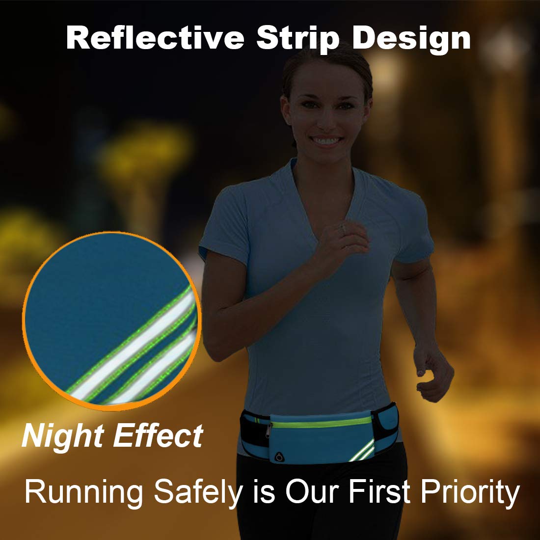 Running Belt Waist Pack - Waterproof Sports Fanny Pack for Phone & Essentials - Adjustable Gym Fitness Belt for Men & Women - Ideal for Jogging, Hiking & Workouts (Blue)