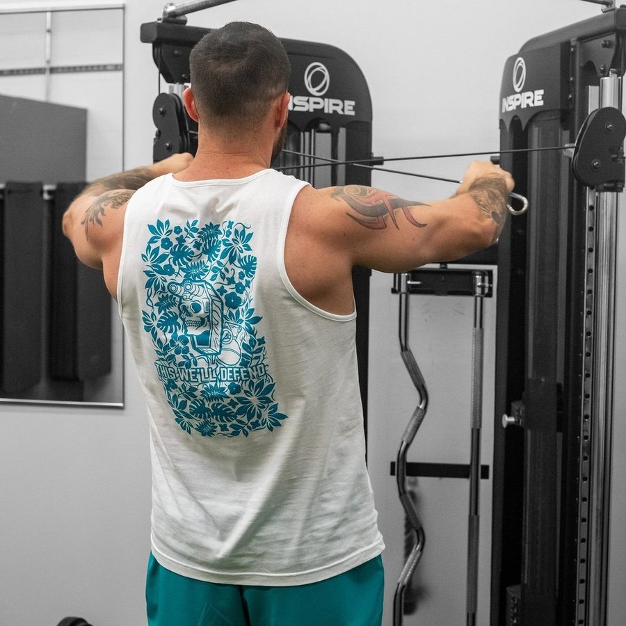 Tropical Death Aqua Tank - White | Trendy Graphic T-Shirt for Men & Women | Perfect for Beach, Vacation & Summer Outfits