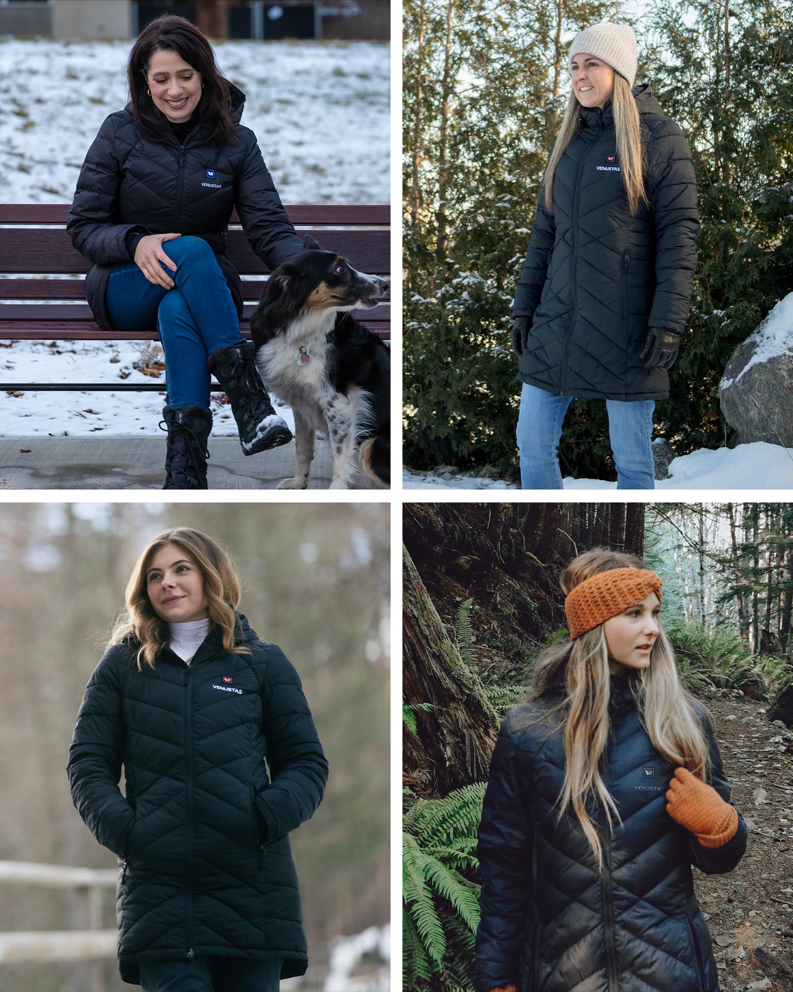 Venustas Women's Long Heated Down Jacket with Rechargeable Battery - 90% Duck Down Electric Puffer Coat for Winter, Outdoor Activities, Camping & Skiing | Warm & Waterproof Cold Weather Jacket for Hiking, Snowboarding & Daily Commute
