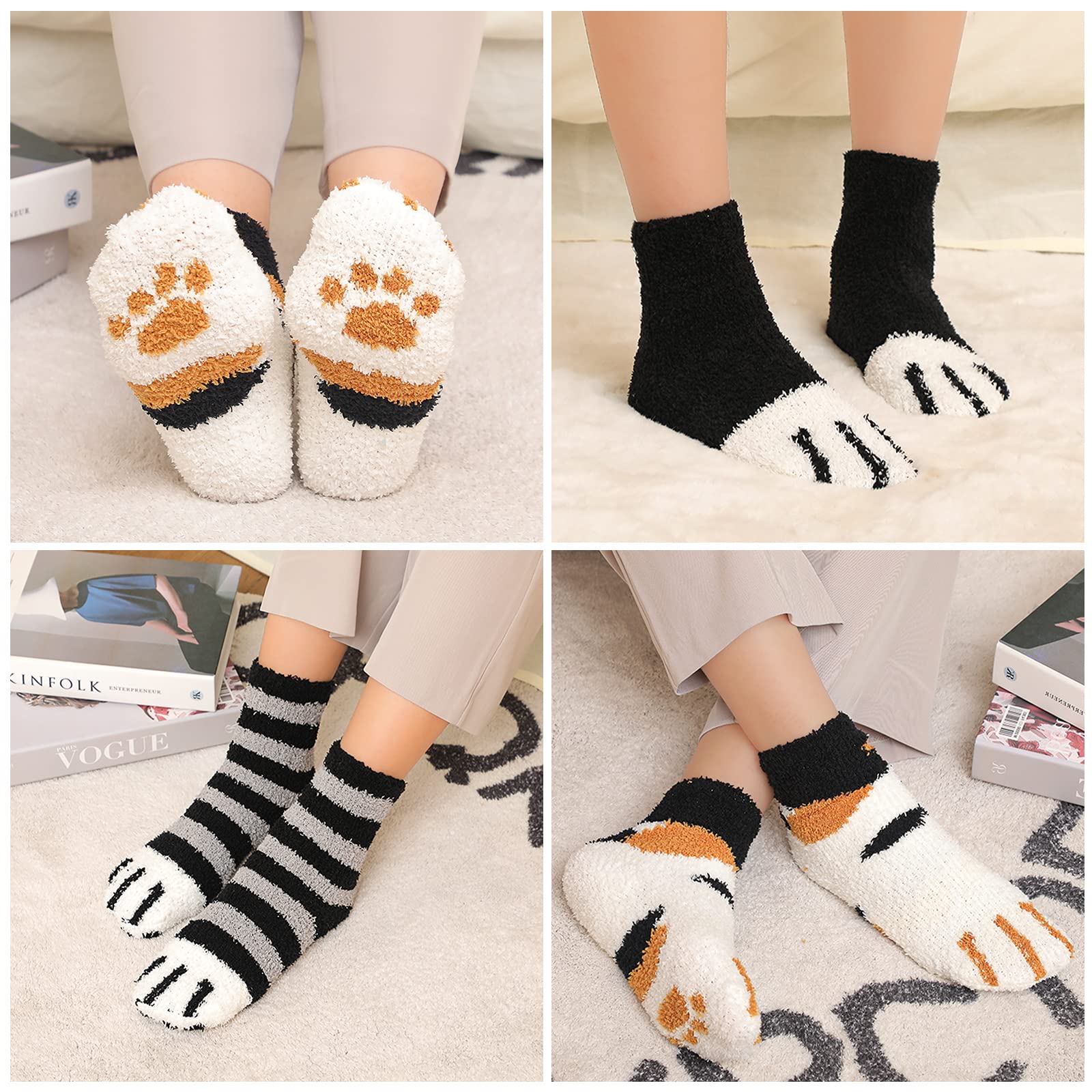 Women's Fuzzy Fluffy Cozy Slipper Socks - Soft Warm Winter House Socks for Relaxing at Home, Lounging & Sleeping | Perfect Gift for Her
